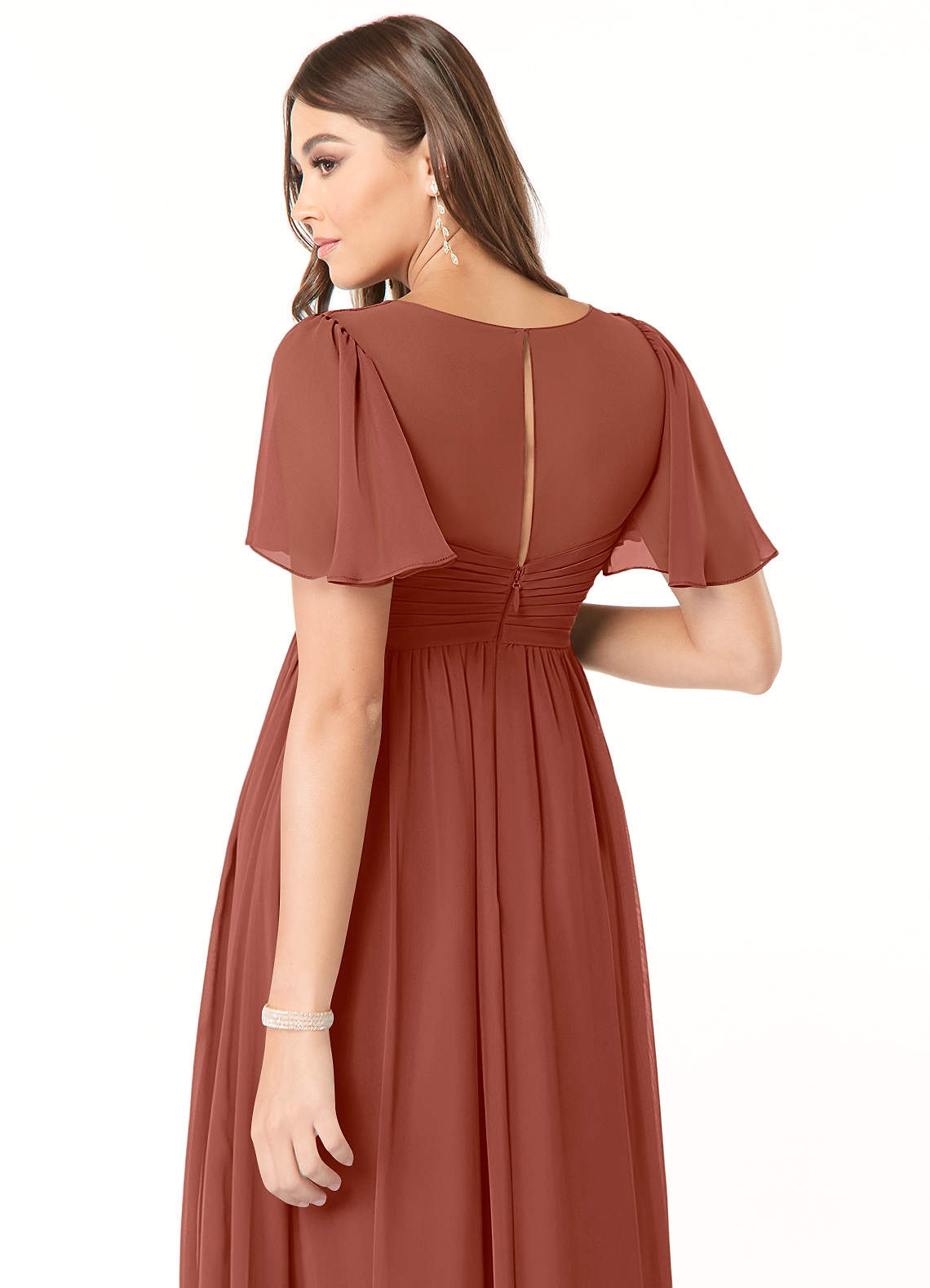 Azazie A-Line/Princess V-Neck Floor-Length Chiffon Maternity Bridesmaid Dresses - Auburn
