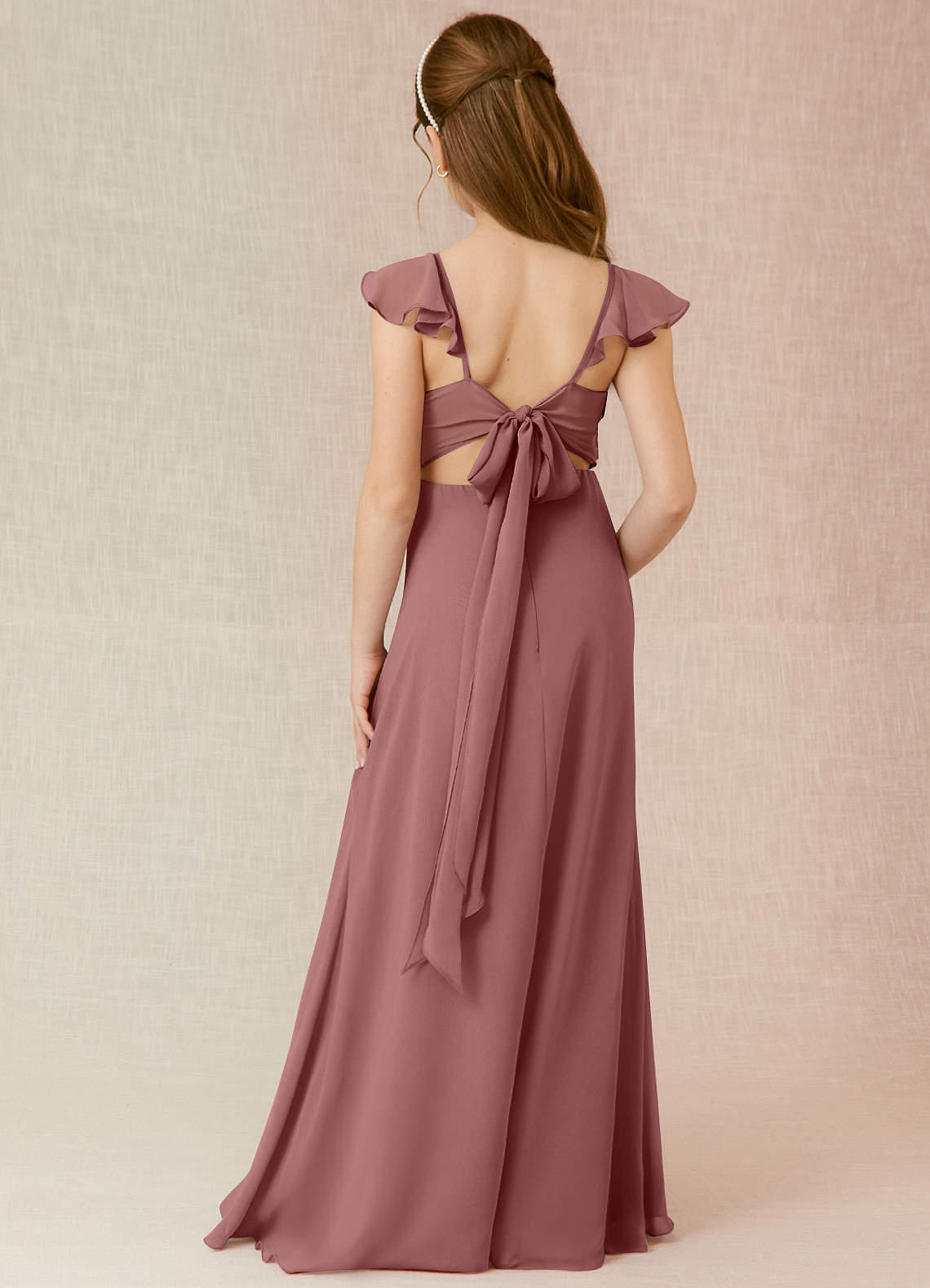Azazie Everett Junior Desert Rose A-Line Chiffon Dress image1