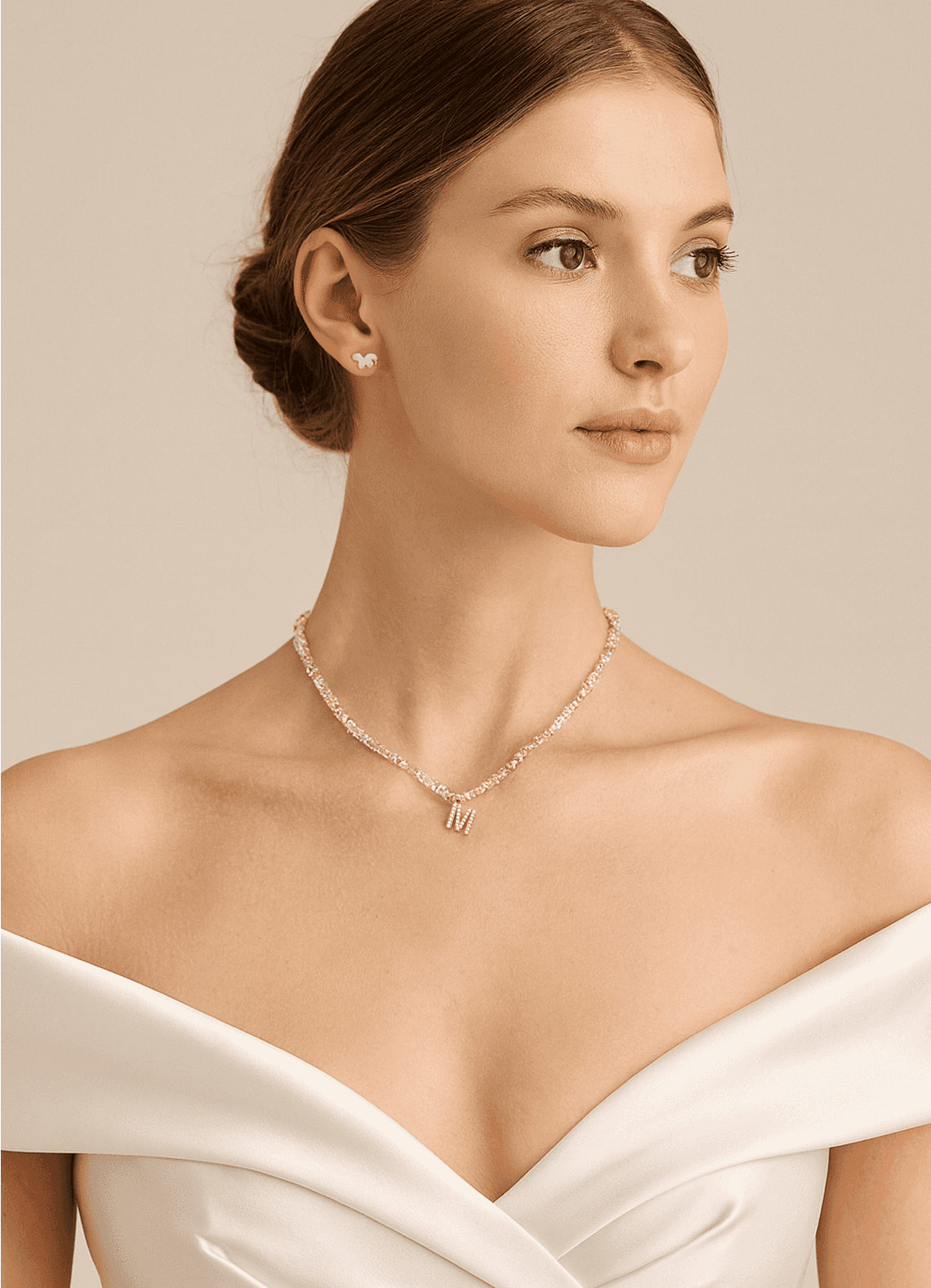 front Collier de perles de cristal avec lettres