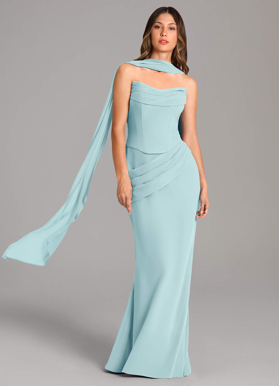 Azazie Sorrel Bridesmaid Dresses Sea Glass Mermaid Corset Chiffon Dress image1