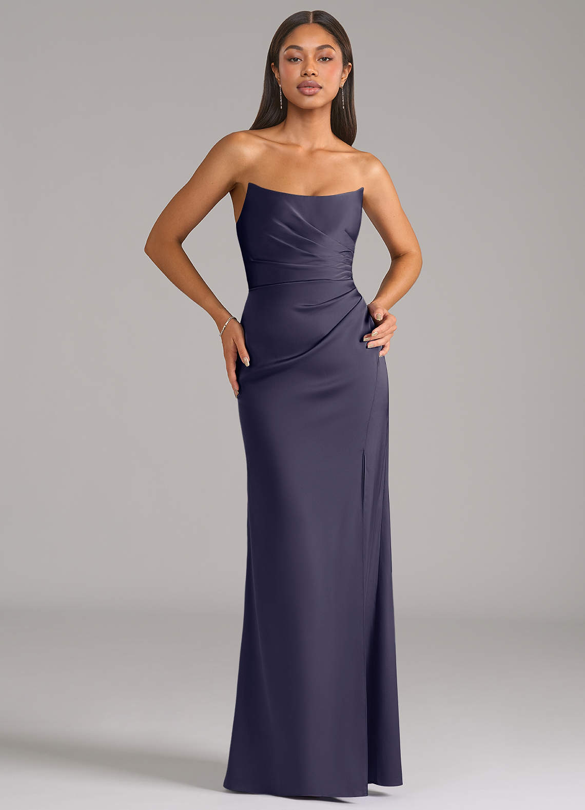 Azazie Marla Bridesmaid Dresses Stormy Sheath Strapless Stretch Satin Convertible Dress image1