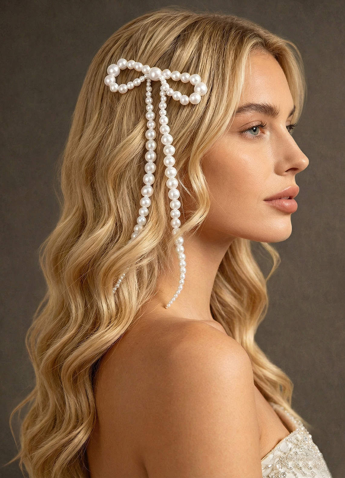 front Pasador con lazo de perlas