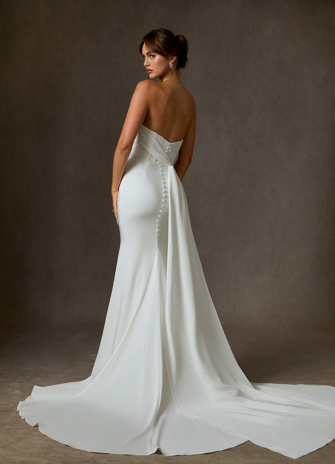 Azazie Cherity Wedding Dresses Diamond White Mermaid Strapless Crepe Back Satin Dress image1