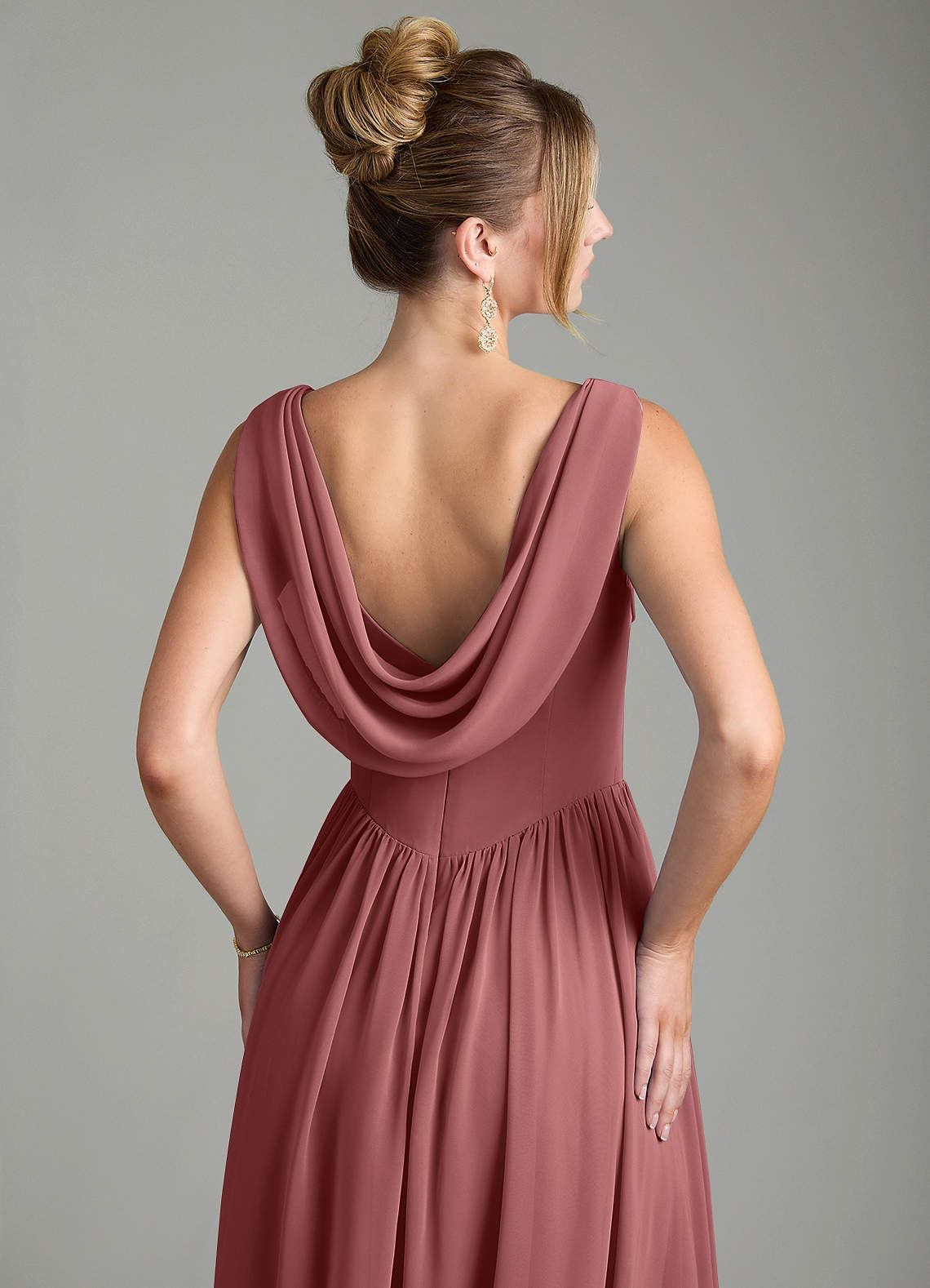 Azazie Novi Kleider zum Anprobieren zu Hause Eine Linie Plissee Chiffon Kleid Stahlblau image1