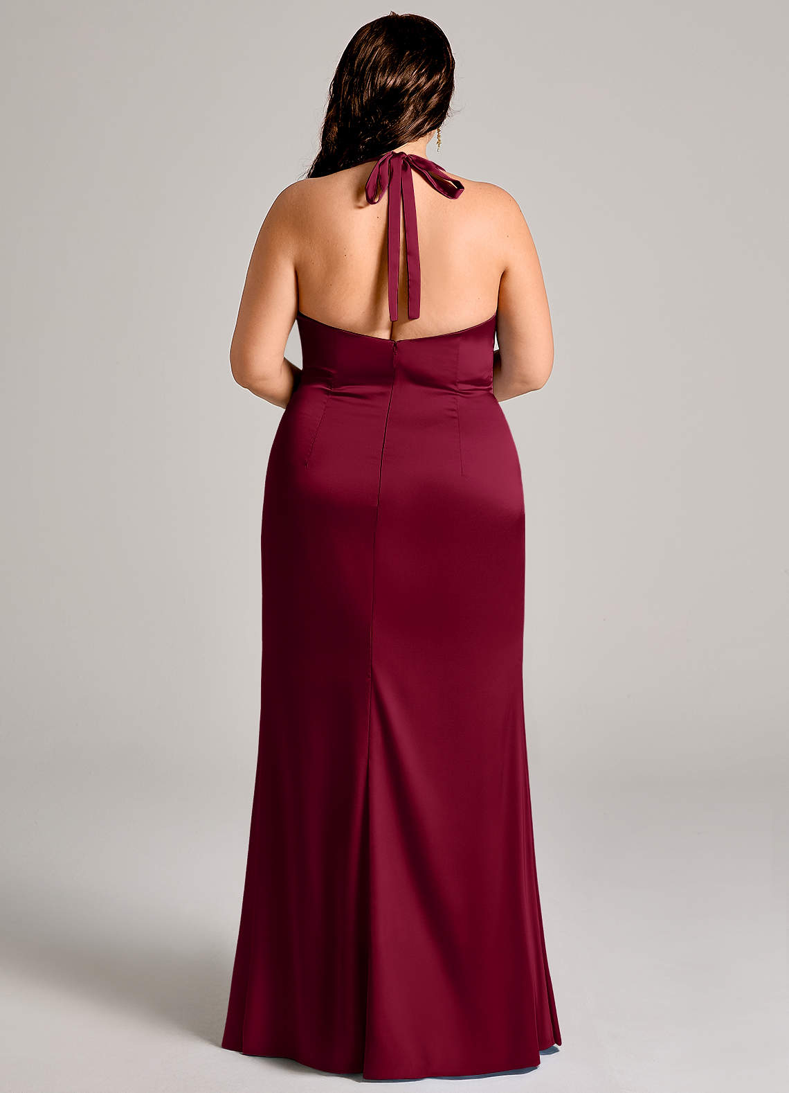 Azazie Valerie Brudtärnklänningar Klä av Sjöjungfru i Stretch Satin Plisserad Bourgogne image11