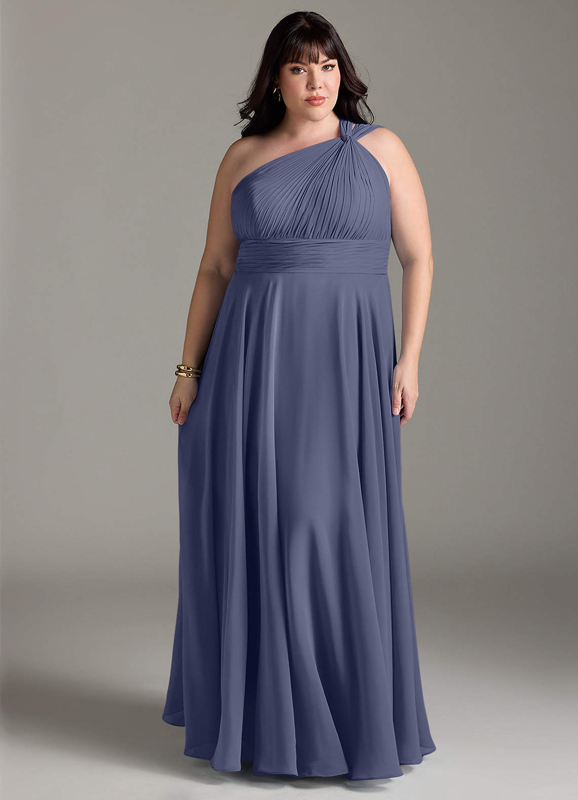 Azazie Charlize Bridesmaid Dresses Stormy A-Line One Shoulder Chiffon Dress image6