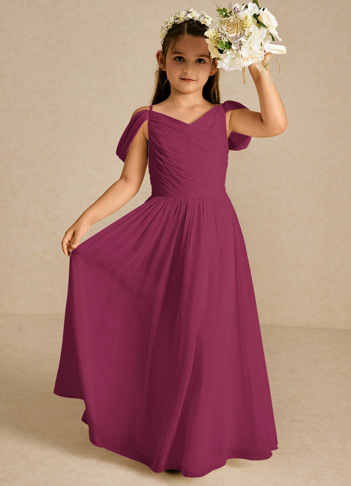 Azazie Chelle Mulberry A-Line Pleated Chiffon Dress | Azazie AU
