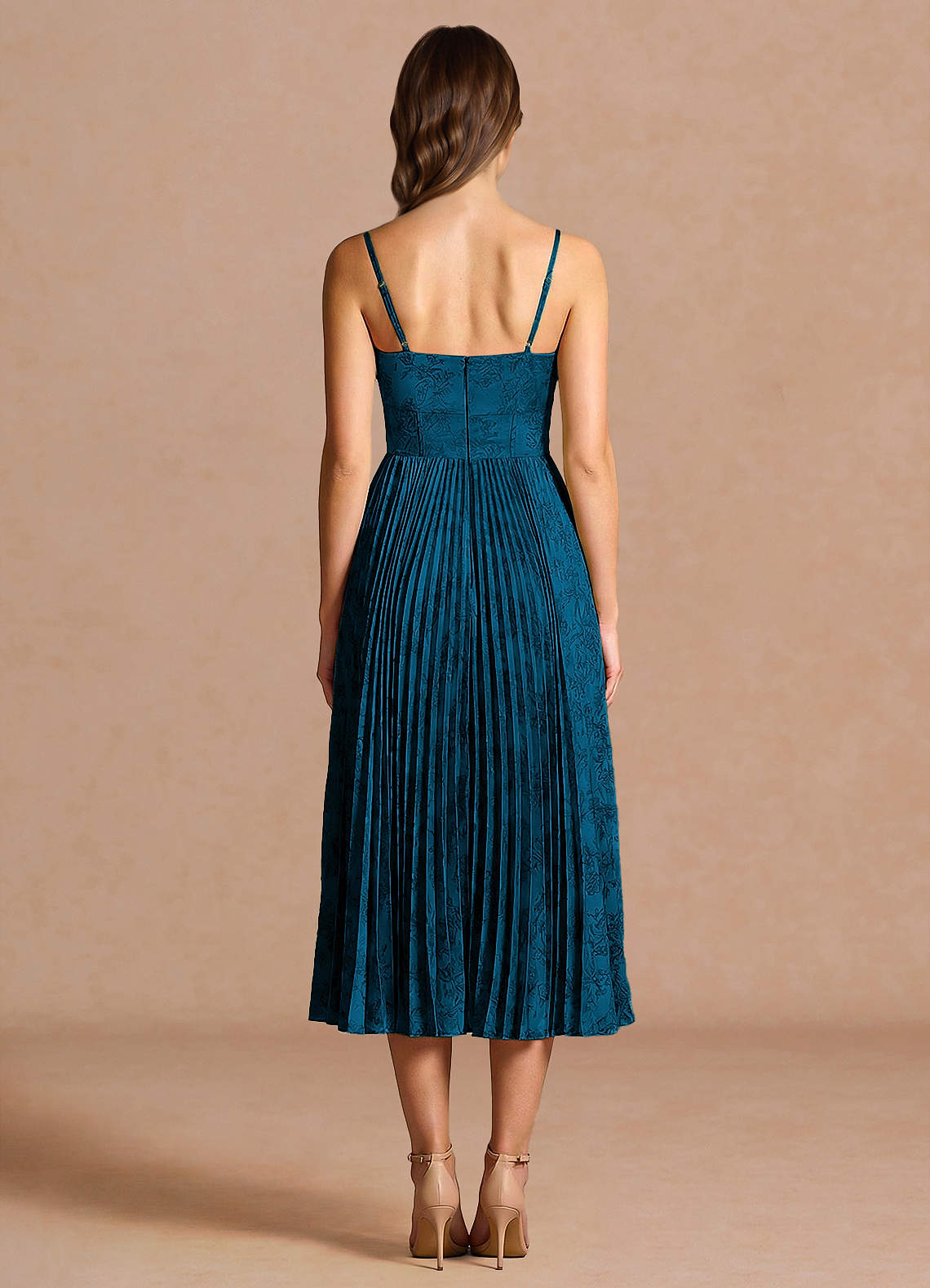 Azazie Midi Dresses A-Line Wedding Guest Semi-Formal Dresses Sweetheart Navy Black
