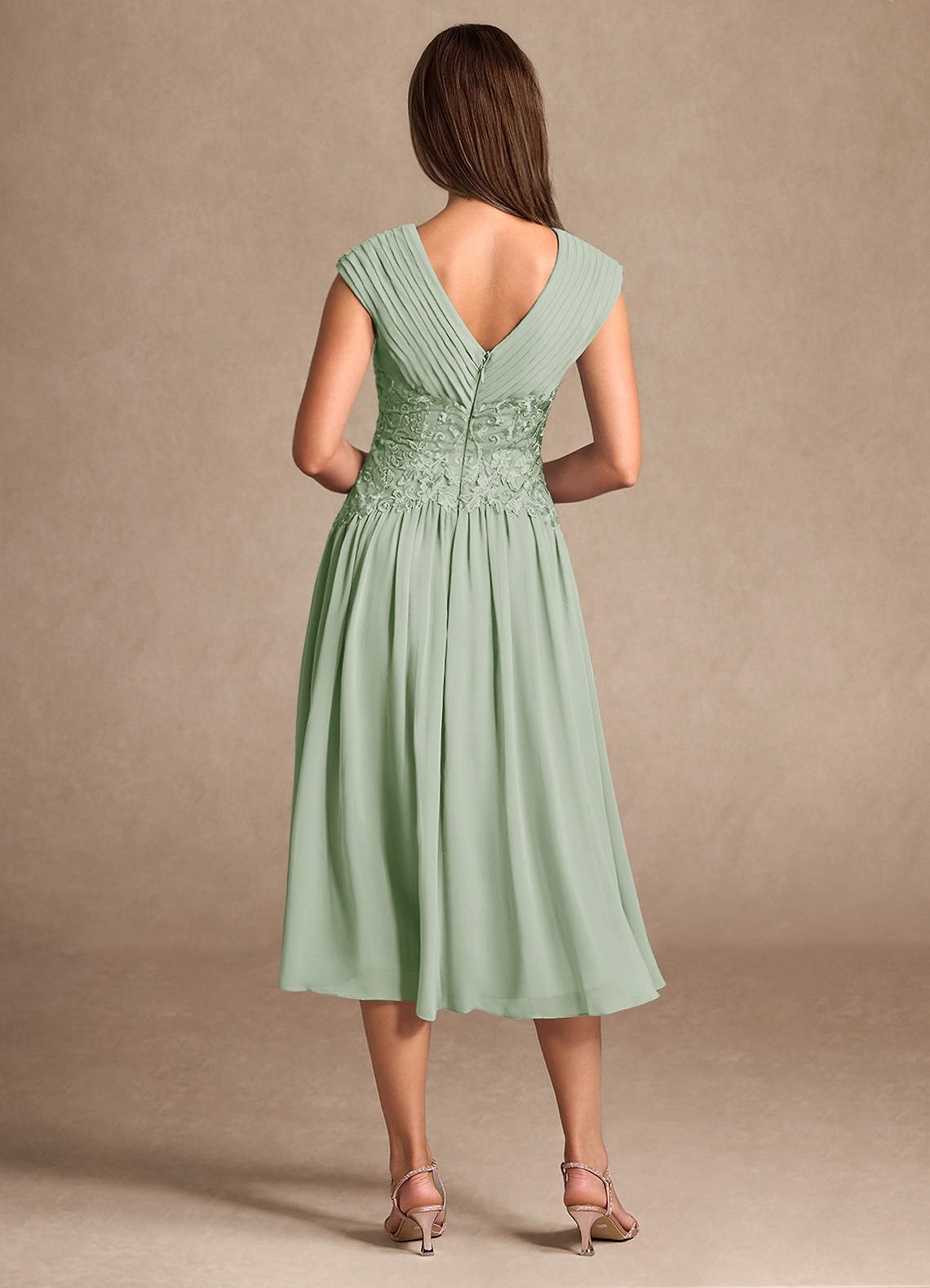 Azazie Hudson Mother of the Bride Dresses Dusty Sage A-Line Lace Dress image1