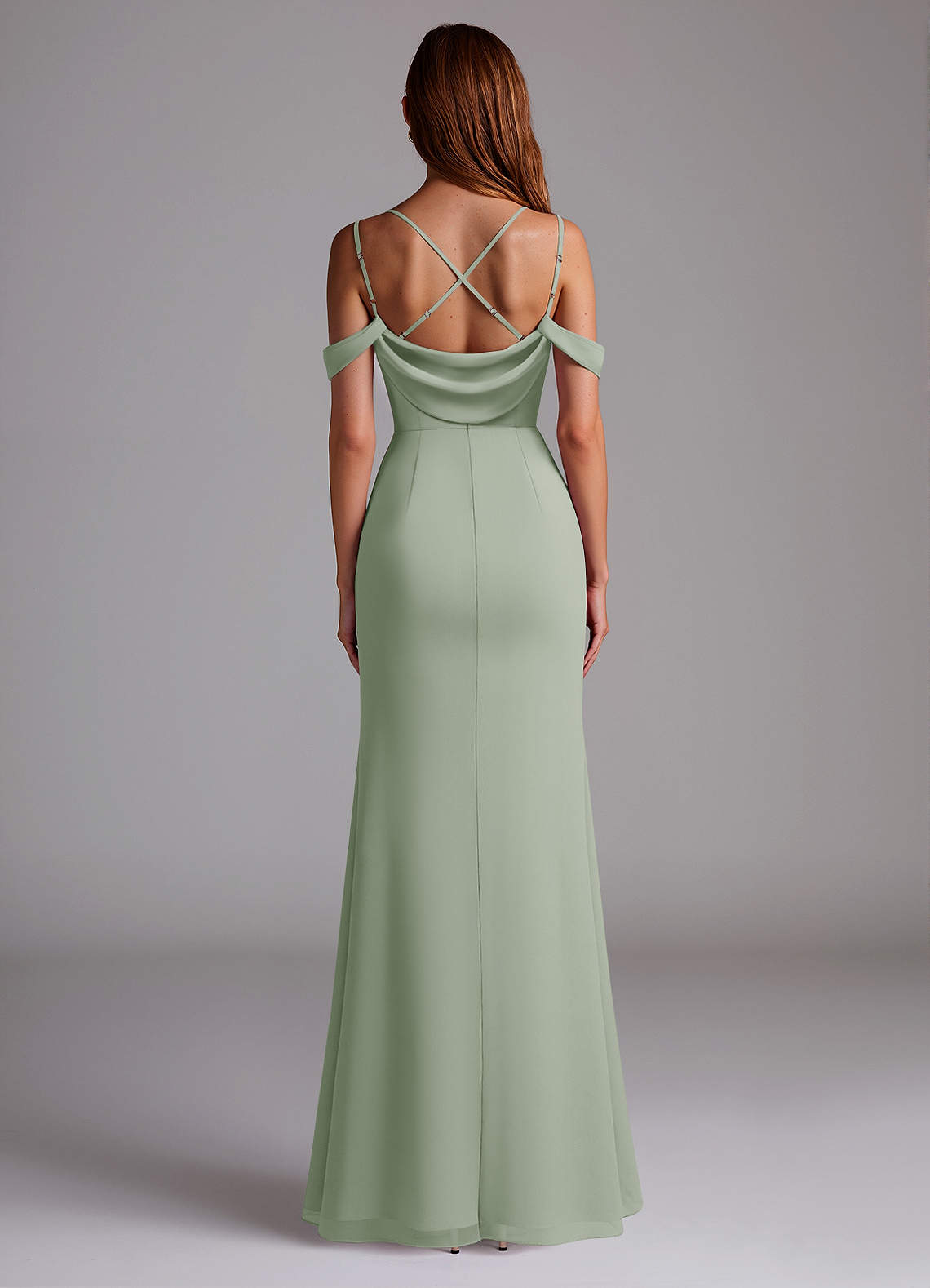 Azazie Callan Bridesmaid Dresses Dusty Sage Mermaid Pleated Chiffon Convertible Dress image1