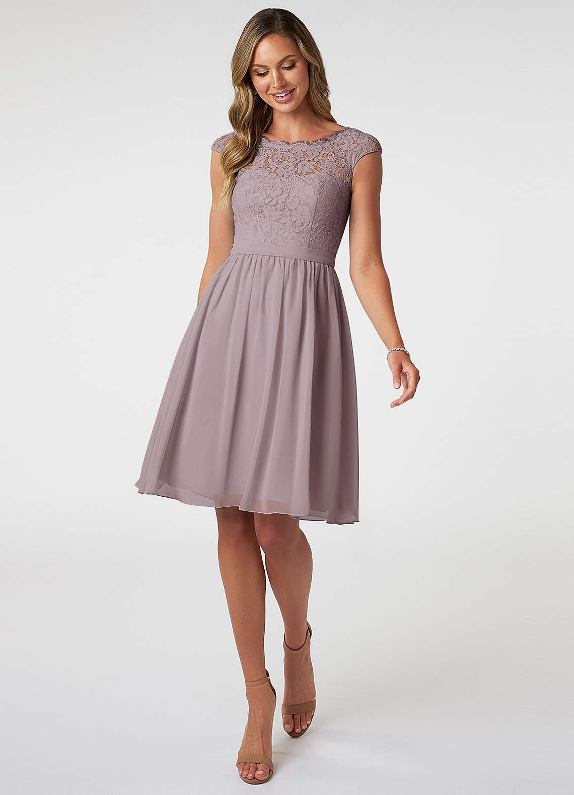 Azazie Shivani Final Sale Dusk A-Line Lace Chiffon Dress image1