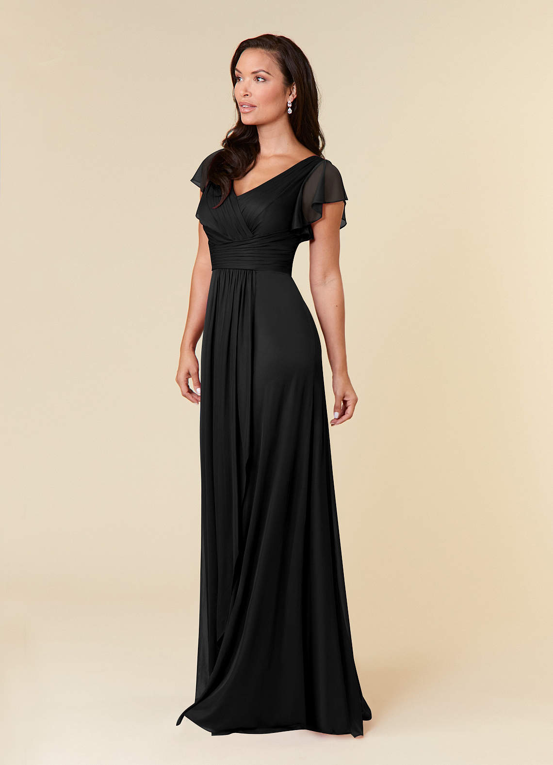 Azazie Reneya Mother of the Bride Dresses Black A-Line Pleated Mesh Dress image1