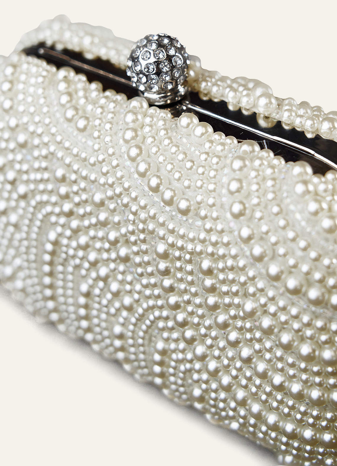 front Pearl Embellished Clutch
