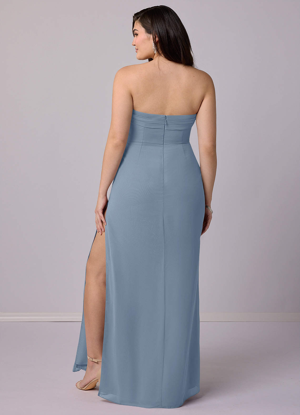 Barbie ♥ Azazie Bridesmaid Dresses Sheath Strapless Chiffon Floor-Length Dress image2