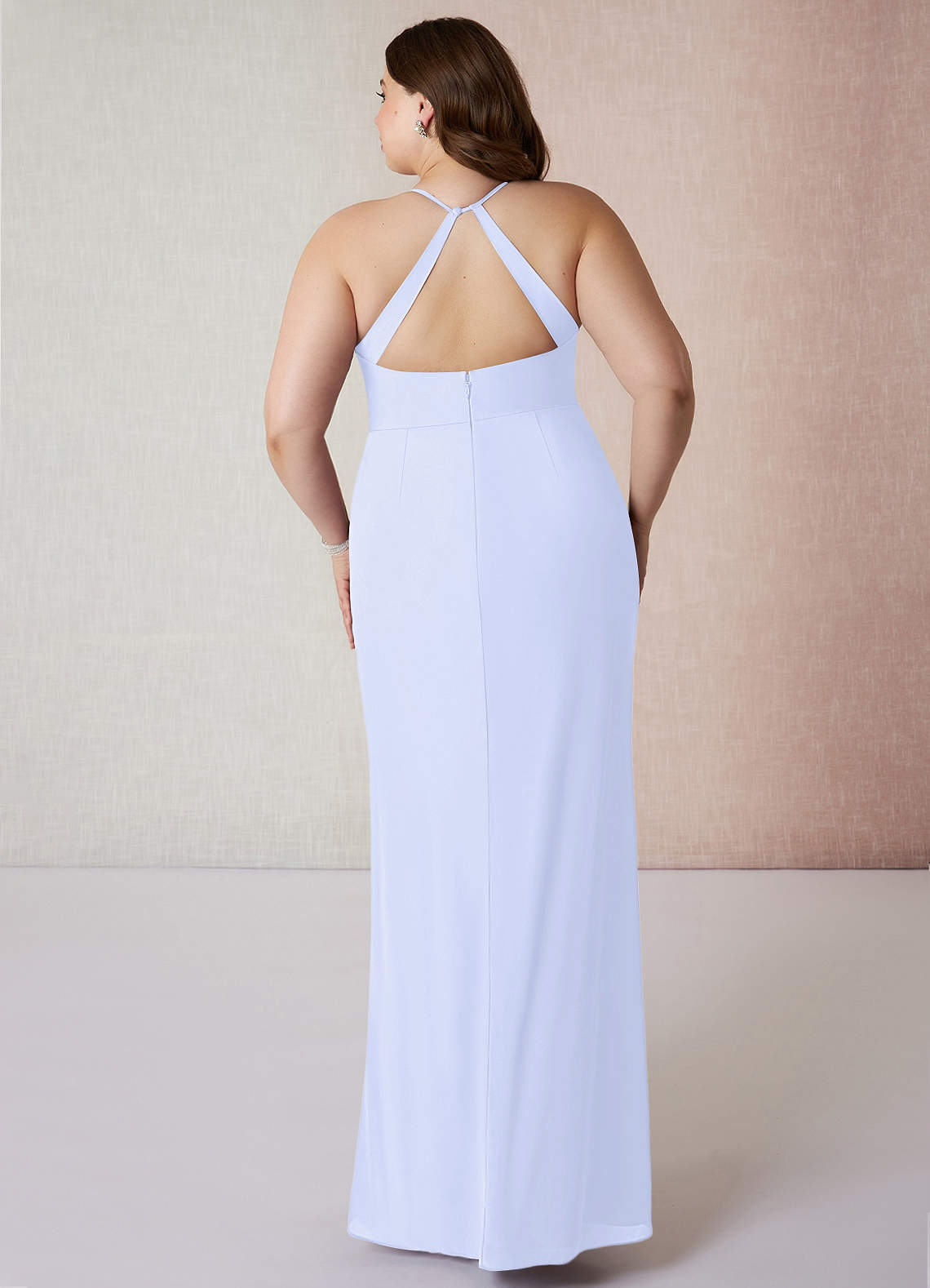 sachin and babi light blue dress Azazie Plus Size Sheath V-Neck Floor-Length Chiffon Bridesmaid Dresses