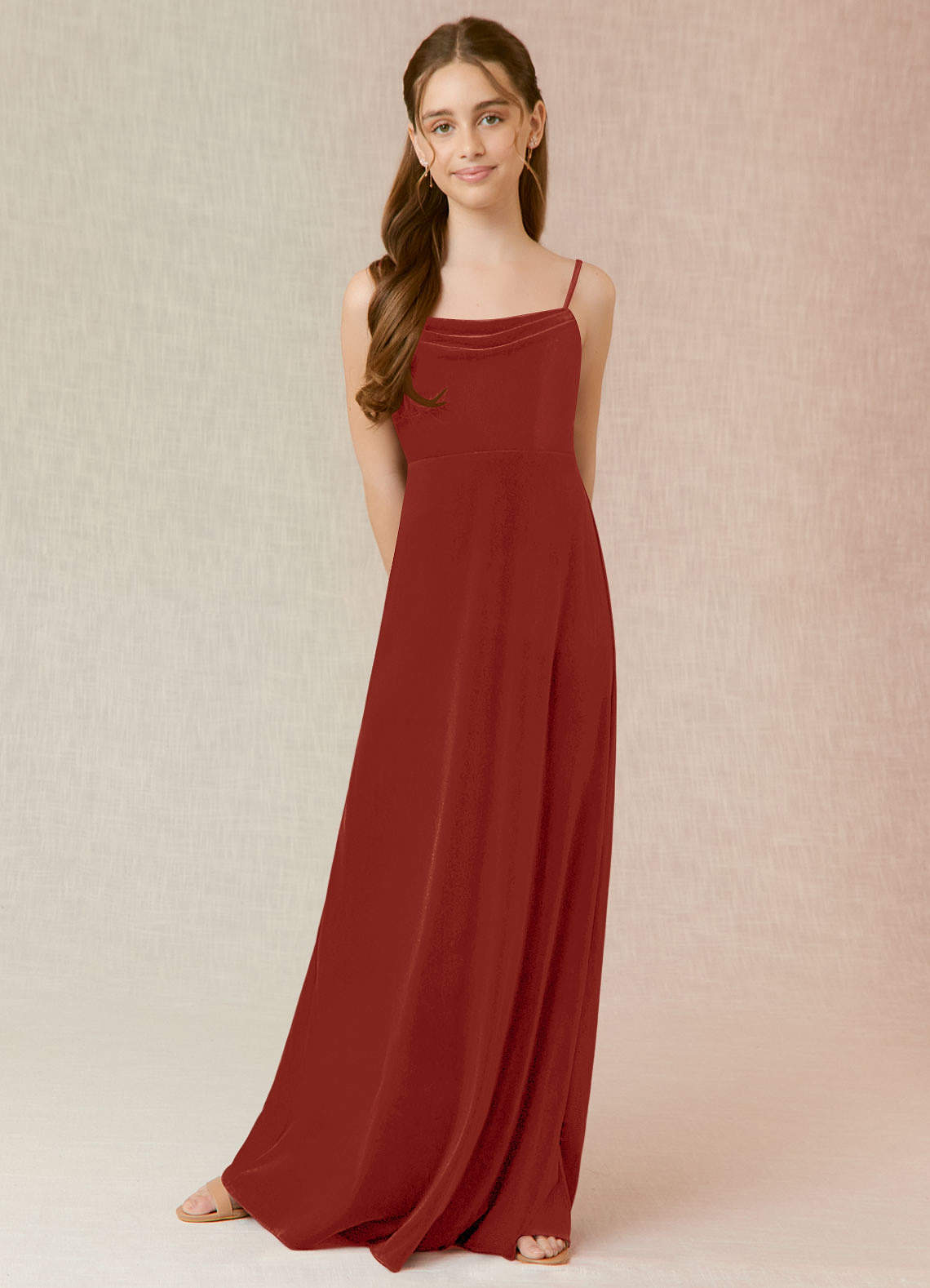 Azazie Solange Junior Bridesmaid Dress in Terracotta | Azazie