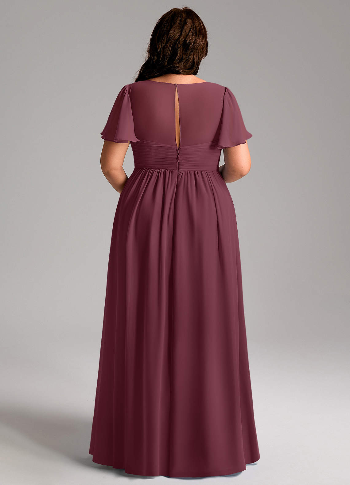 Azazie Verna Maternity Bridesmaid Dresses A-Line V-Neck Ruched Chiffon Floor-Length Dress image11
