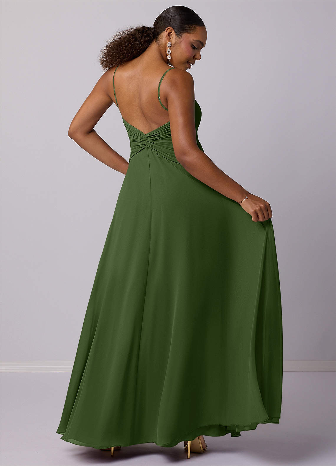 Barbie ♥ Azazie Bridesmaid Dresses Olive A-Line Chiffon Dress image5