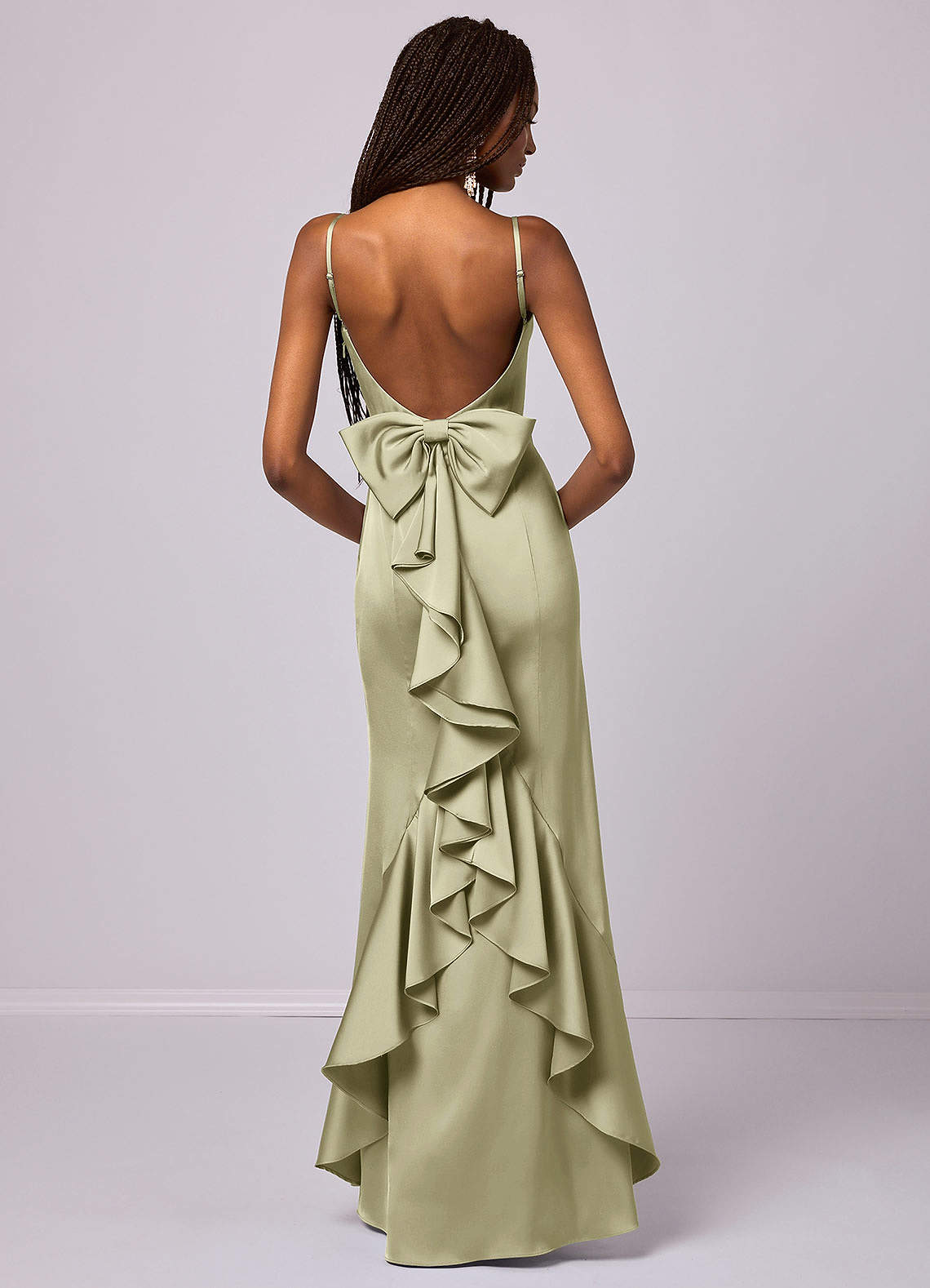 Barbie  AZAZIE 1033 Ready to Ship Pistachio Stretch Satin Bridesmaid  Dresses | Azazie
