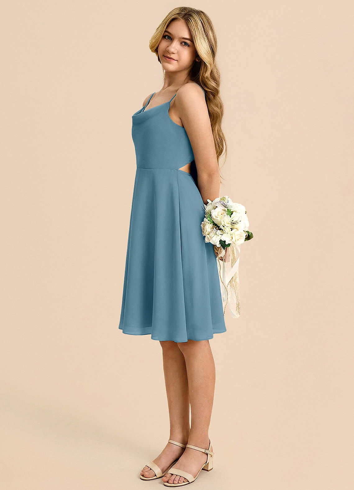 Azazie Shale Junior Bridesmaid Dress in Bermuda