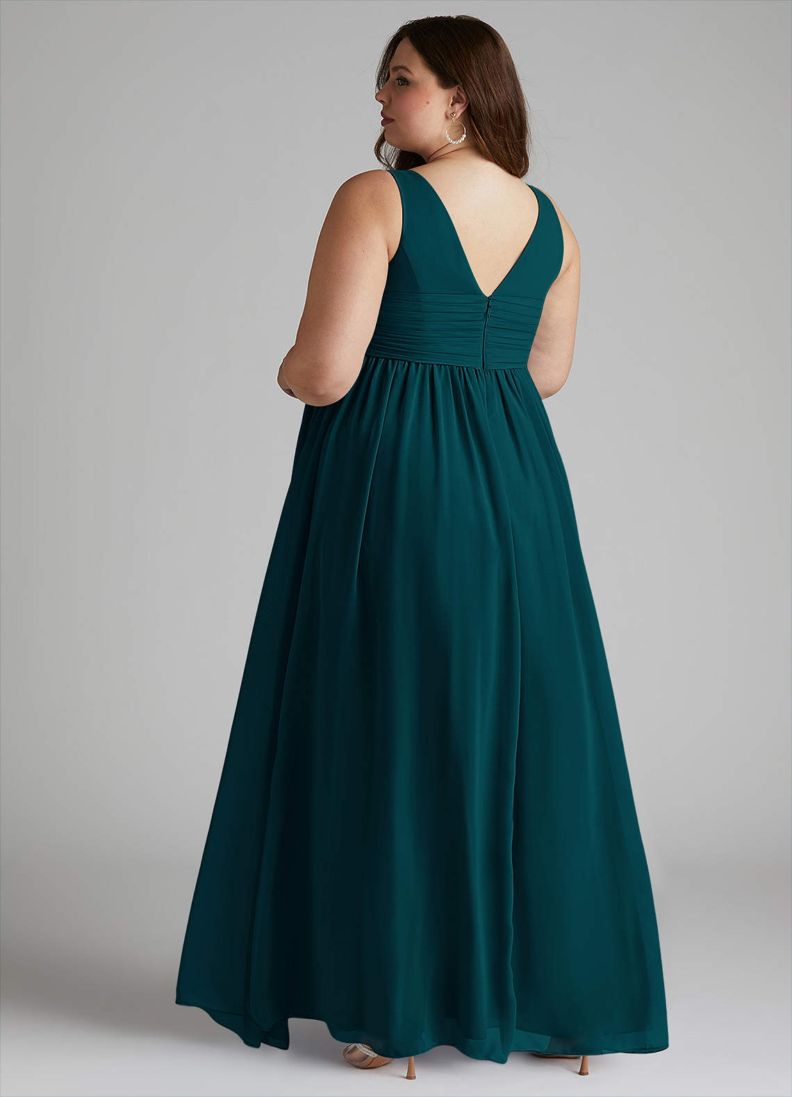 Azazie Plus Size A-Line/Princess V-Neck Floor-Length Chiffon Maternity Bridesmaid Dresses - Pine Azazie Plus Size A-Line/Princess V-Neck Floor-Length Chiffon Maternity Bridesmaid Dresses - Pine