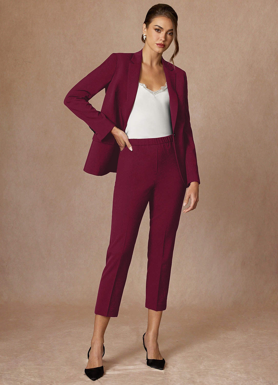 front Kennedy Burgundy Refined Weave  Performance Blazer