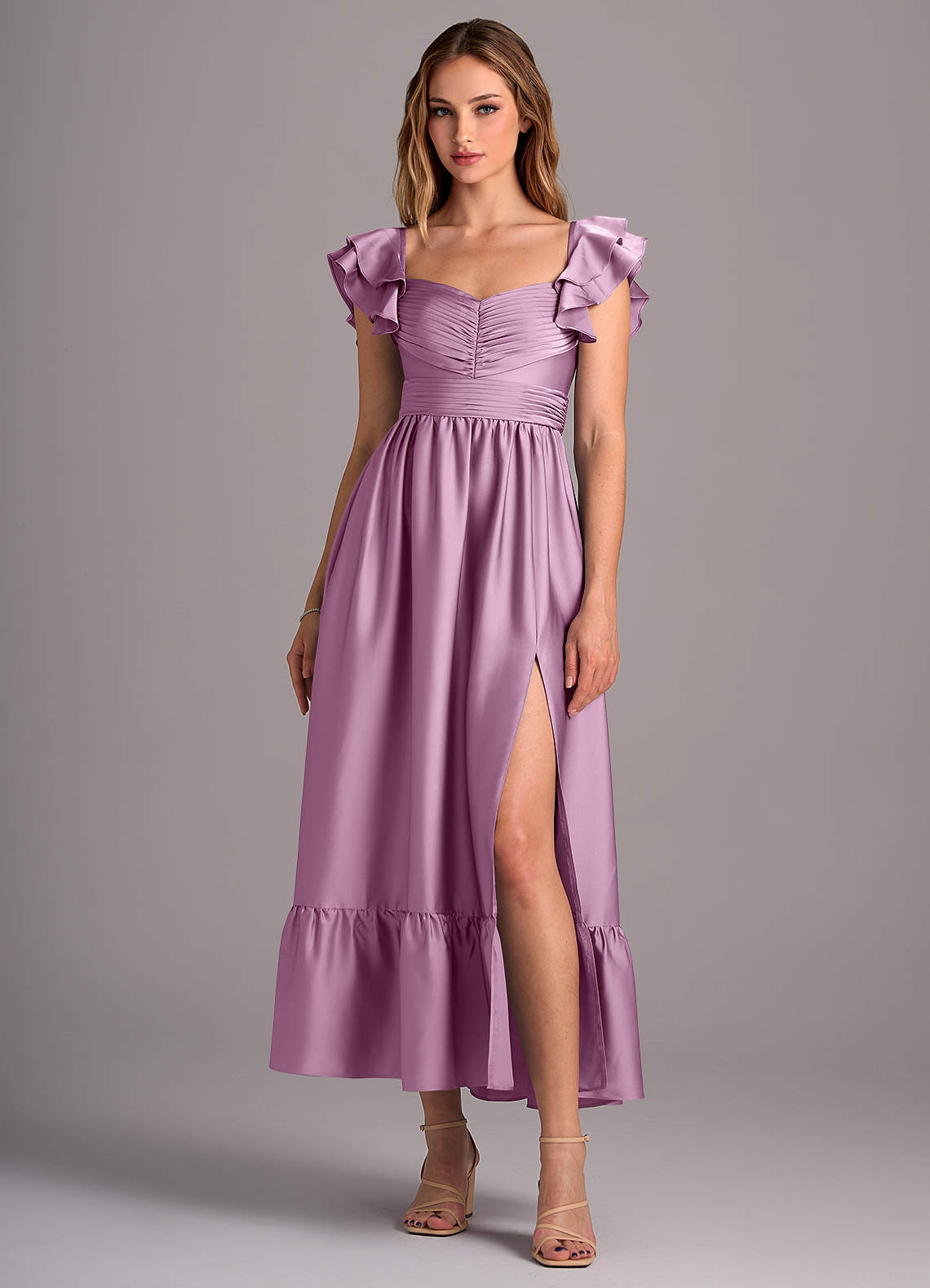 Azazie Anaya Bridesmaid Dresses Wisteria A-Line Sweetheart Neckline Stretch Satin Convertible Dress image1
