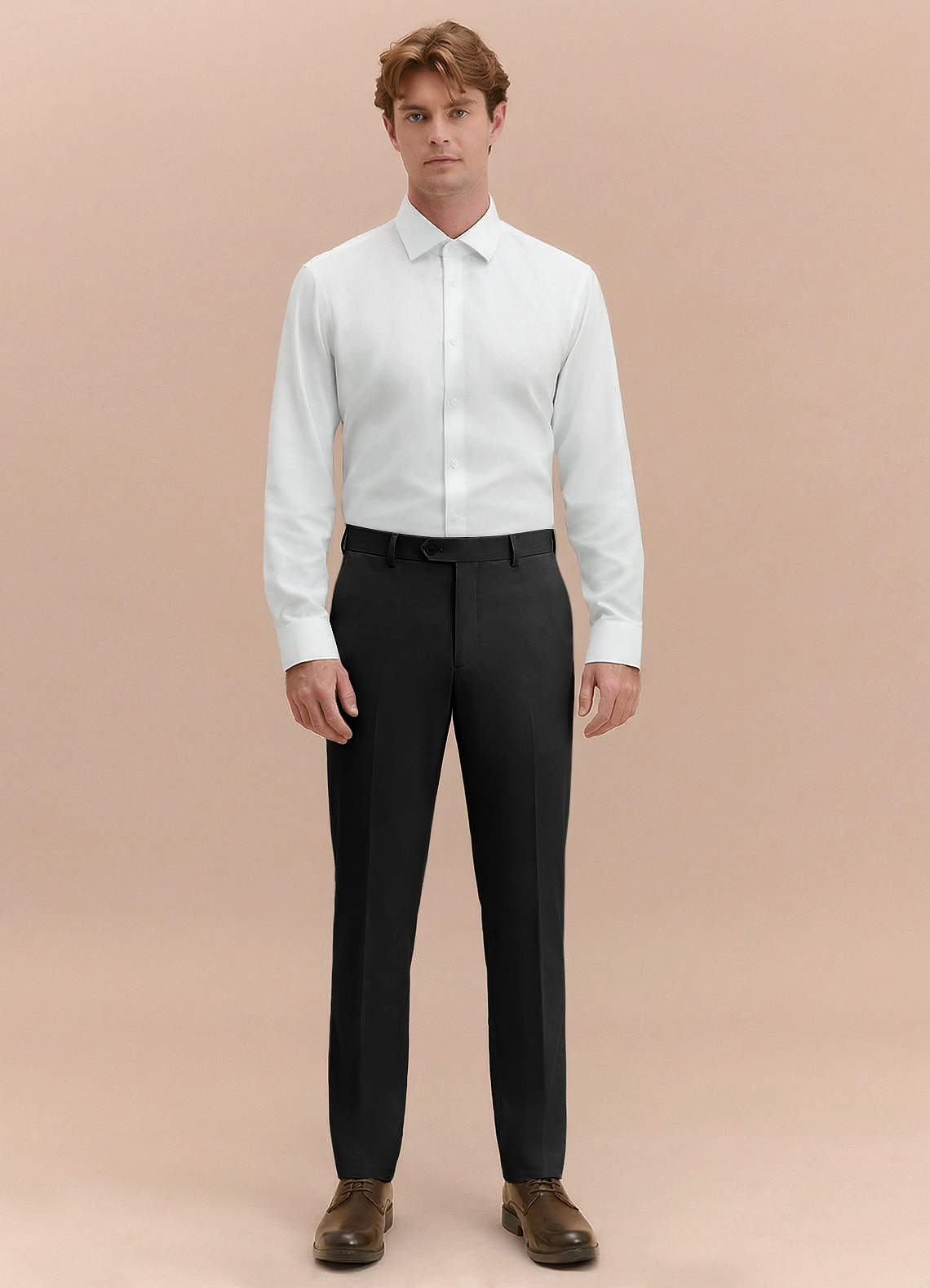 front Vincent Black Structured High Stretch Dress Pants
