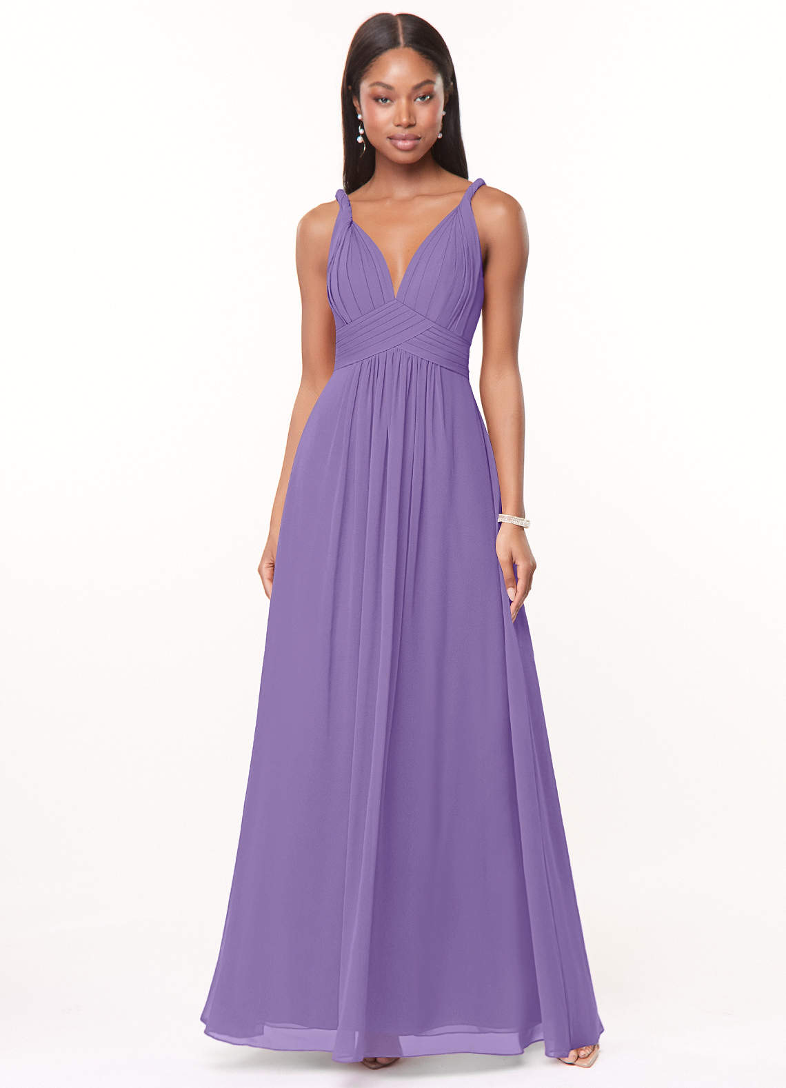 Azazie Maren Bridesmaid Dresses Tahiti A-Line Pleated Chiffon Dress image1