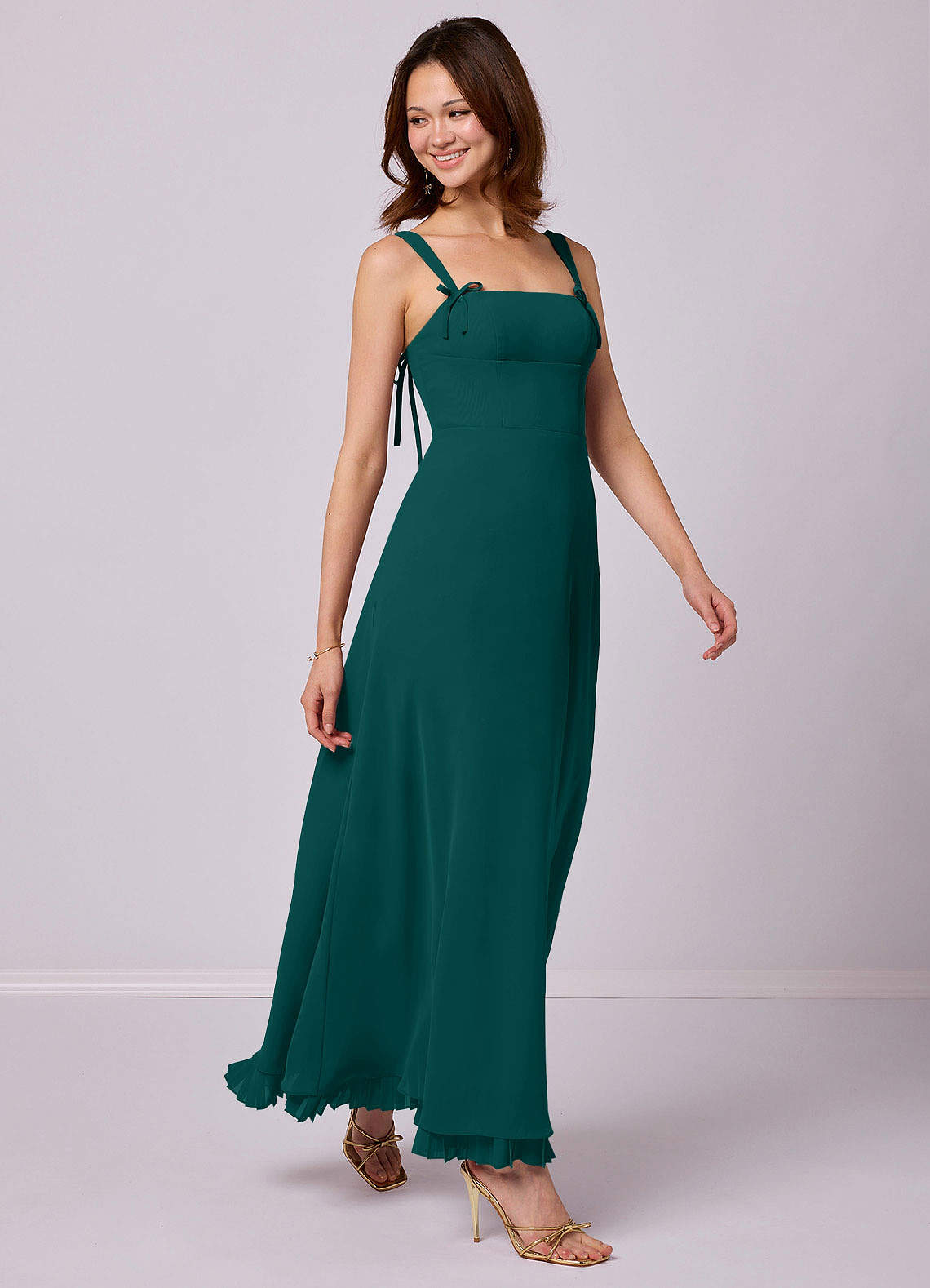Barbie ♥ Azazie Bridesmaid Dresses Peacock A-Line Pleated Chiffon Dress image1
