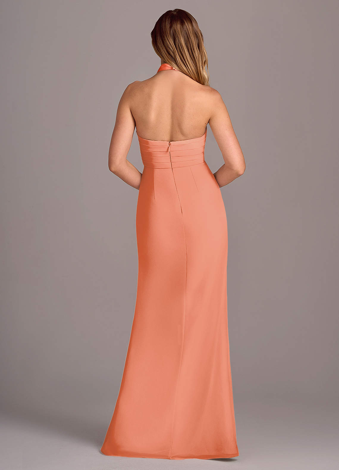 Azazie Jemma Vestidos de damas de honor Vestido de Atardecer de Gasa de Corte Recto con Plisado image1