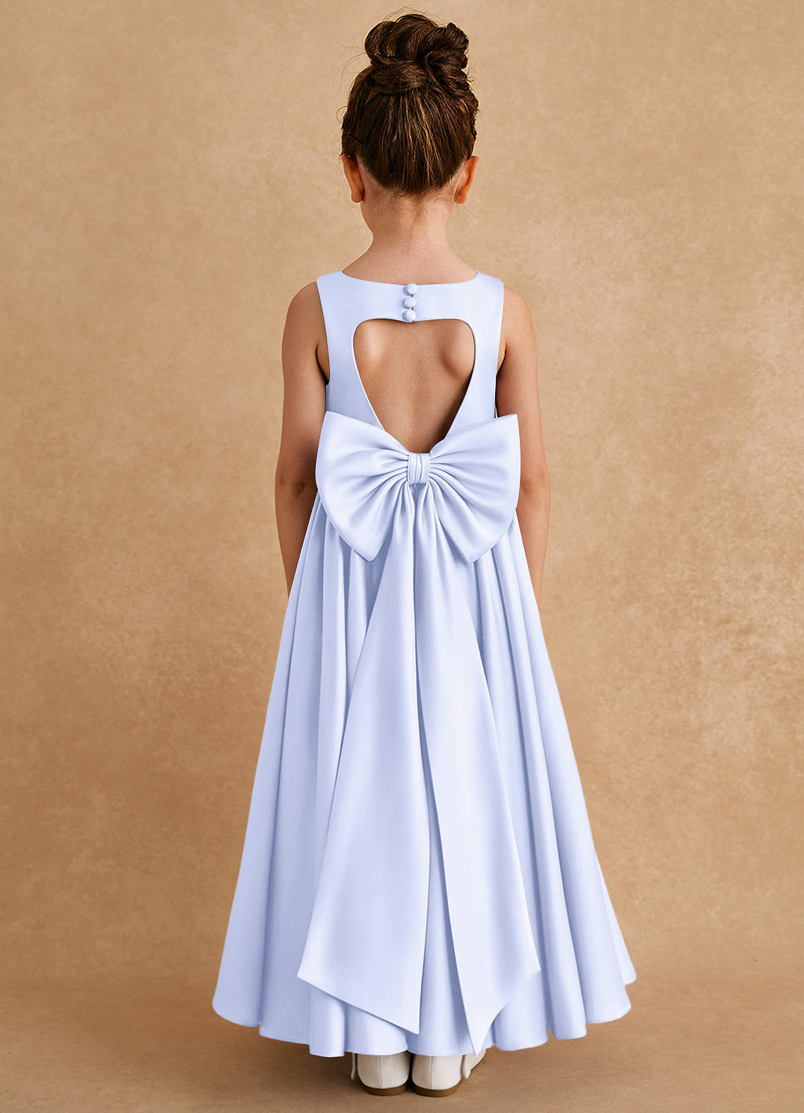 Azazie Bettie Flower Girl Dresses Lavender A-Line Bow Matte Satin Dress image1