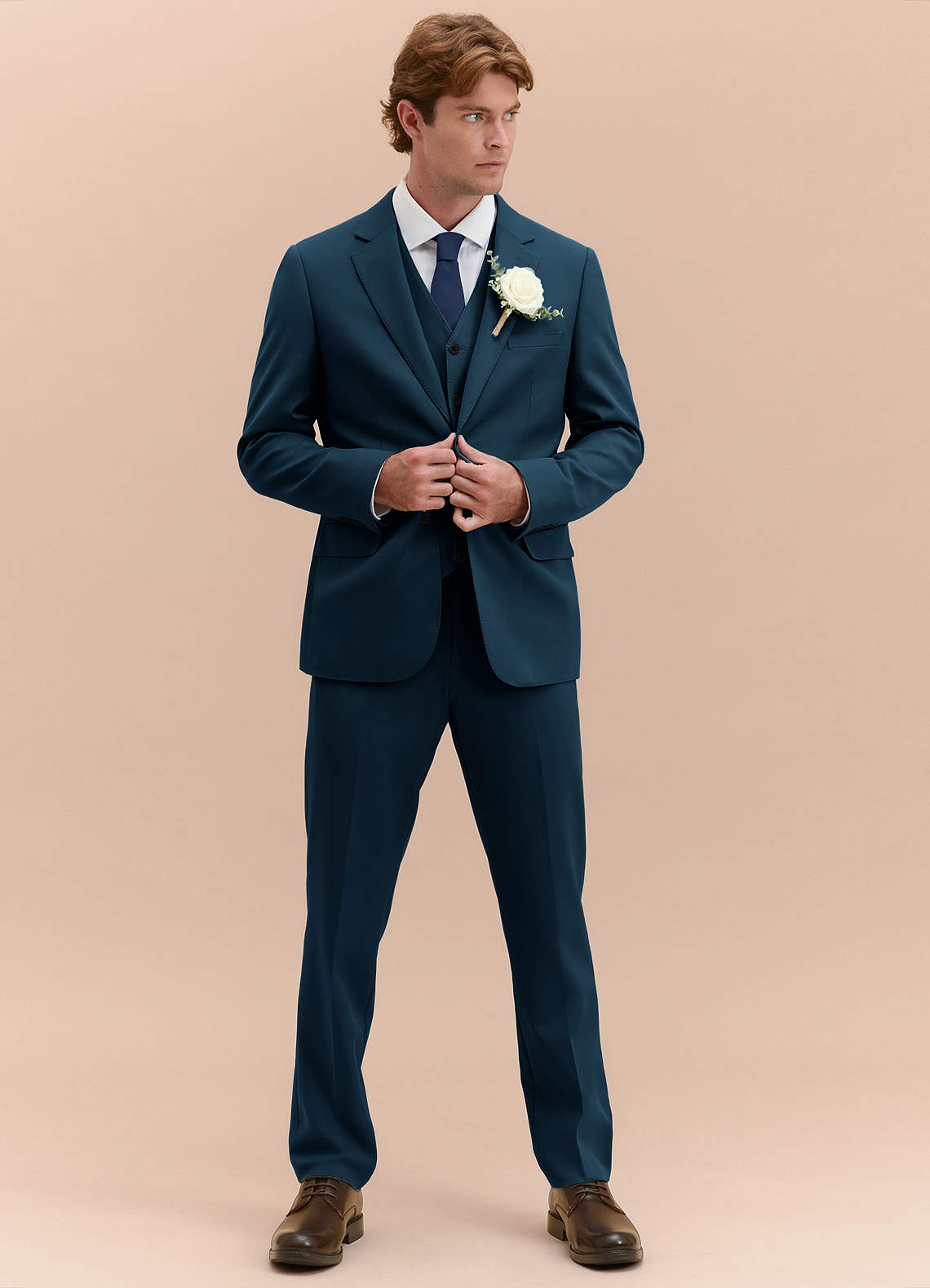 BLUE BLUE ネイビー ３ピース セットアップ M William Navy Blue Comfort Blend 3-piece suit | Suit Sets |Azazie