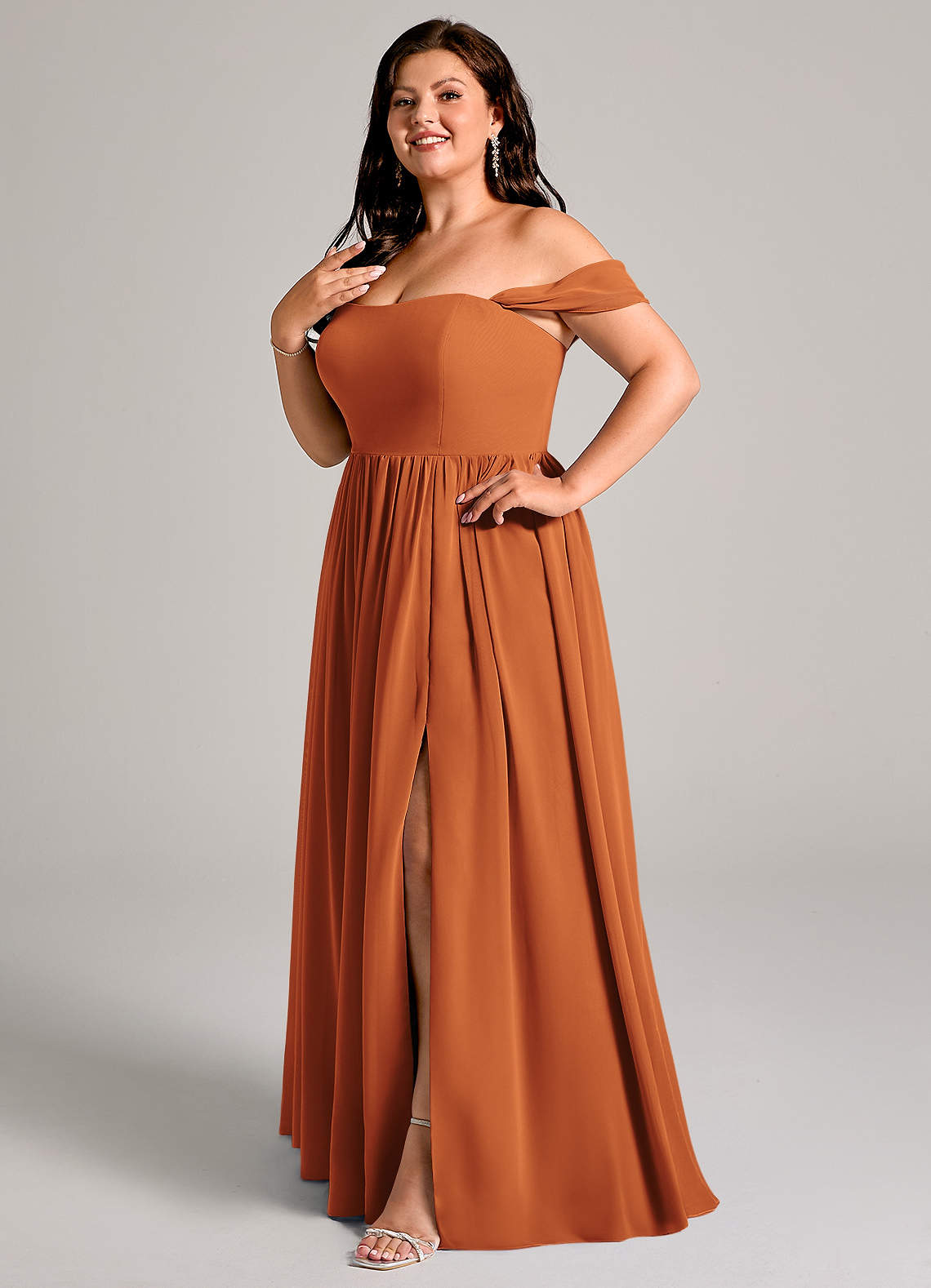 Azazie Calianna Brautjungfernkleider Wandelbar A-Linie Schulterfrei Chiffon Kleid Kanel image1