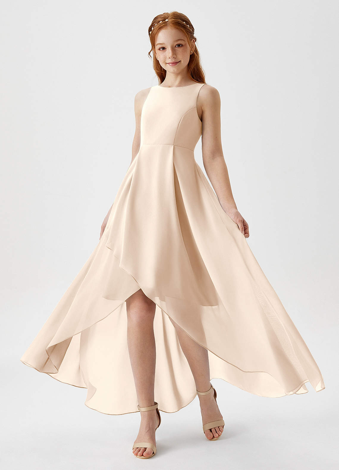 Azazie Lizette Junior Bridesmaid Dress in White Alabaster | Azazie