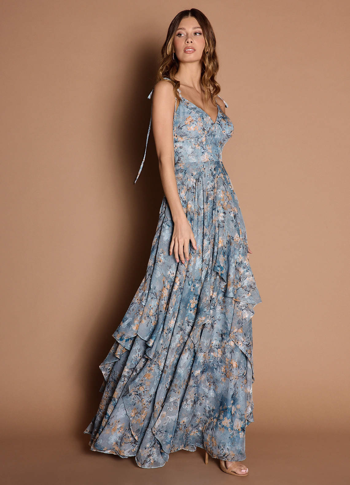 wedding dresses for beach wedding Desert Express Satin Floral Tunic Top in Blue main image 0