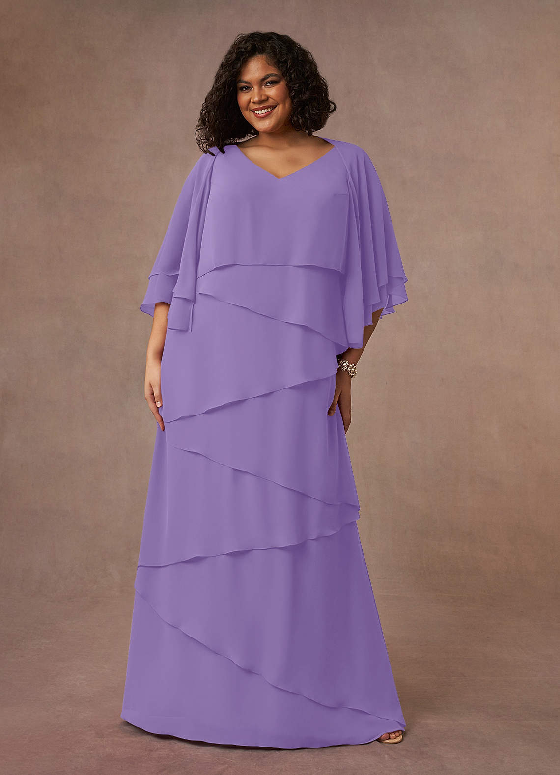 Azazie OHara vestidos de madre de la novia Vestido de Tahití de Gasa de Corte en A con Cuello en V image1