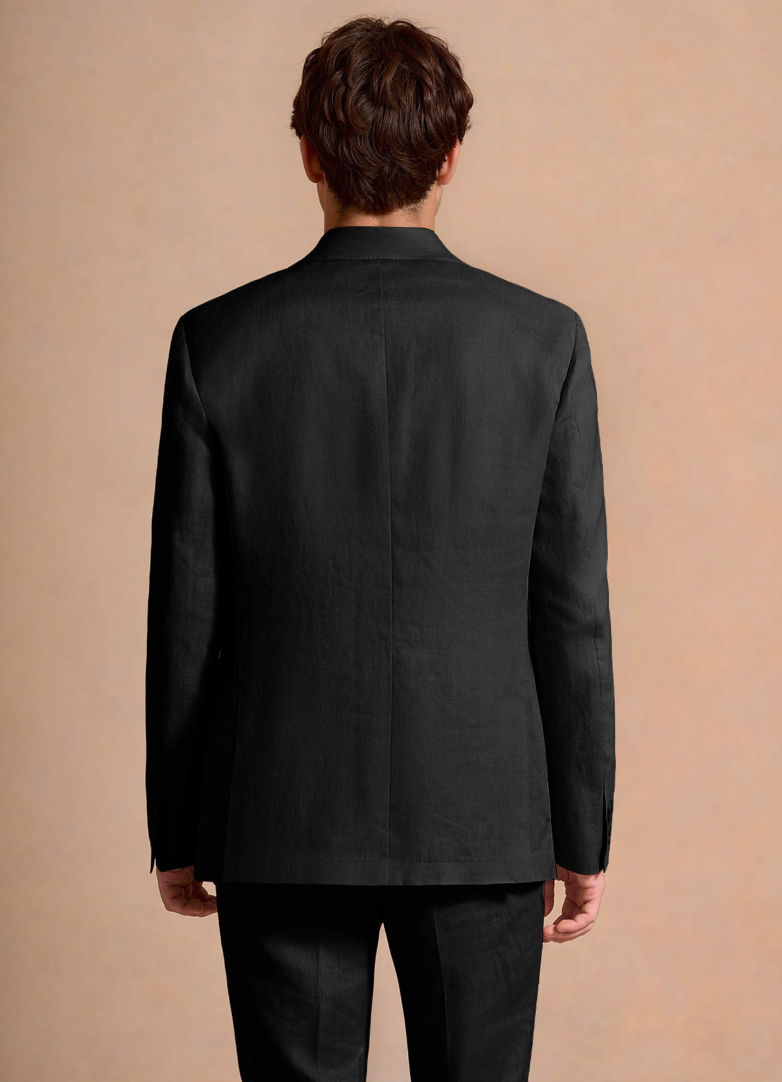 front Wesley Black Linen Blend Suit Jacket