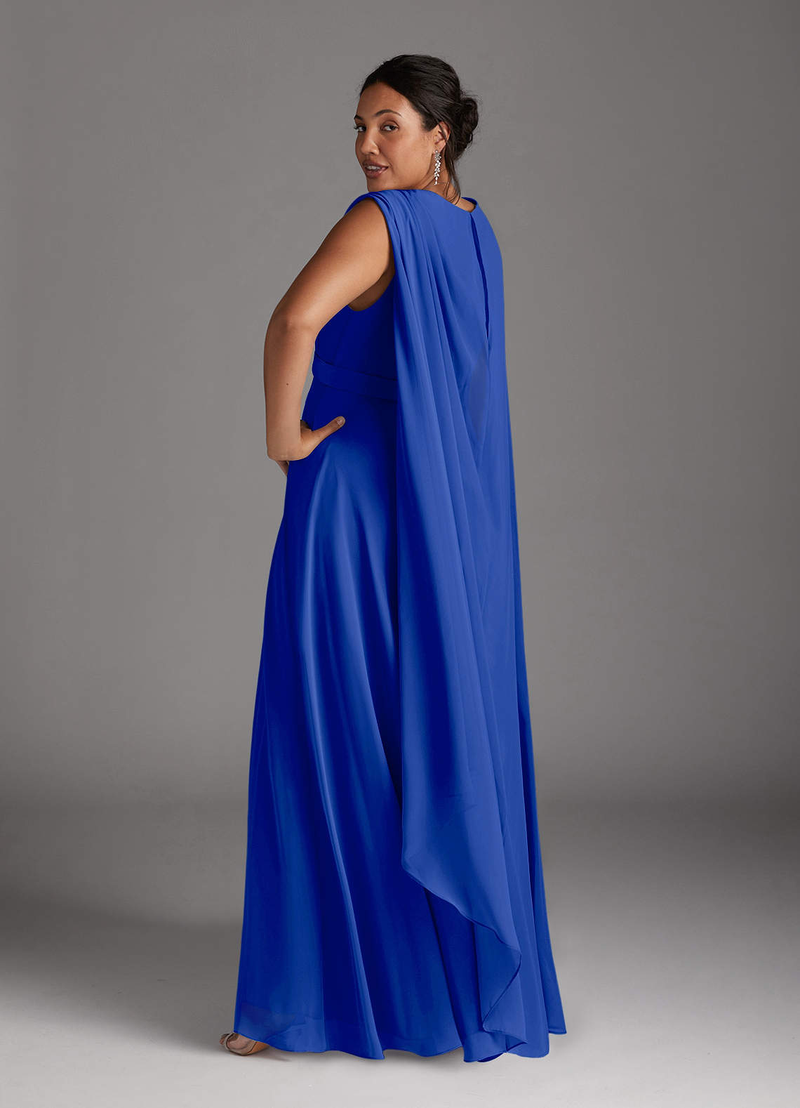 Azazie Isa Royal Blue A-Line V-Neck Pleated Chiffon Dress | Azazie