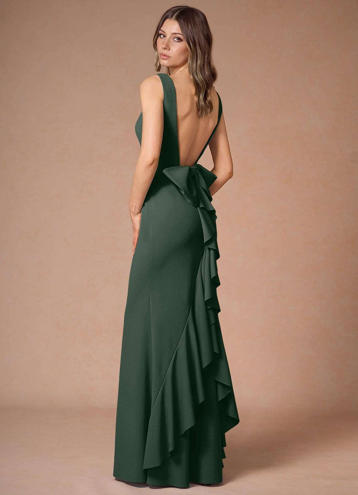 knee length dresses for ladies Queendancer Women Eucalyptus V-Neck Ruched Open Back Long Chiffon  Bridesmaid Dress with Slit – queendanceruk