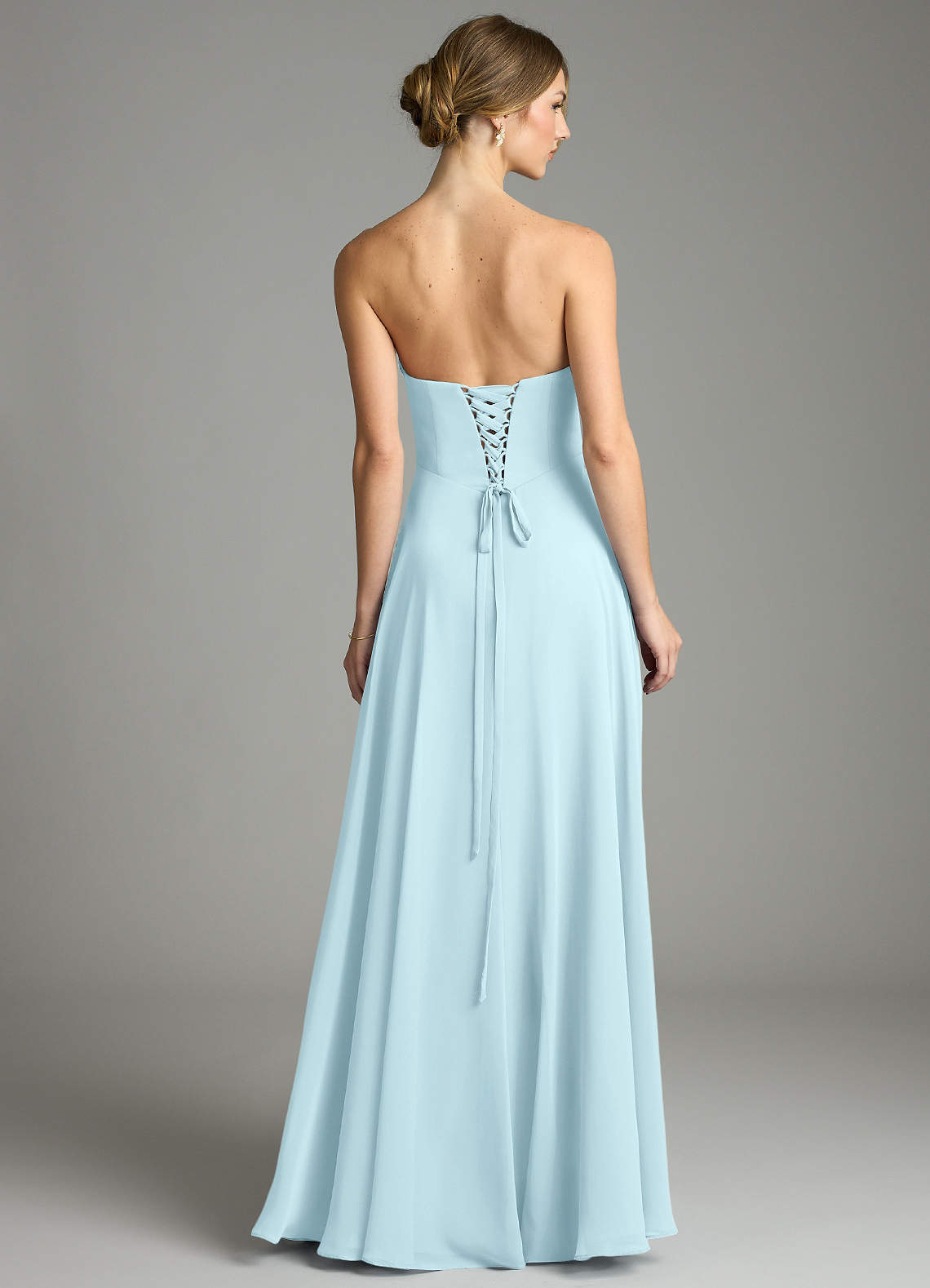 blue dress for baby girl Cloud Blue Halter Deep-V Lace Formal Dress With Boning main image 0