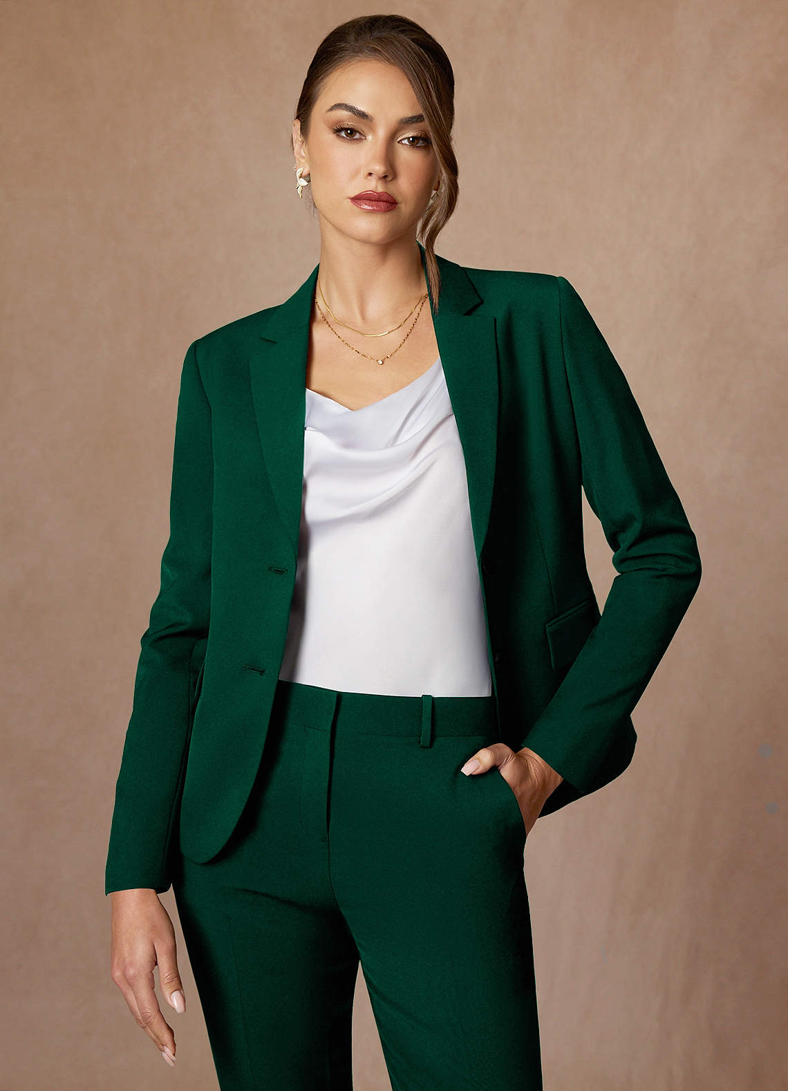 front Whitney Emerald Structured Stretch Blazer