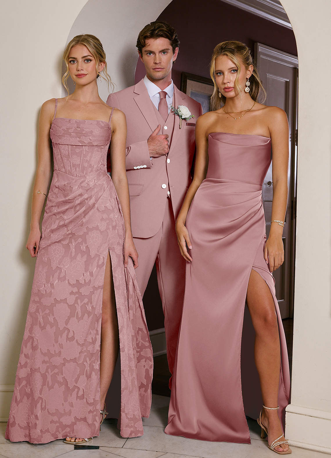 front James Dusty Rose Structured Stretch Suit