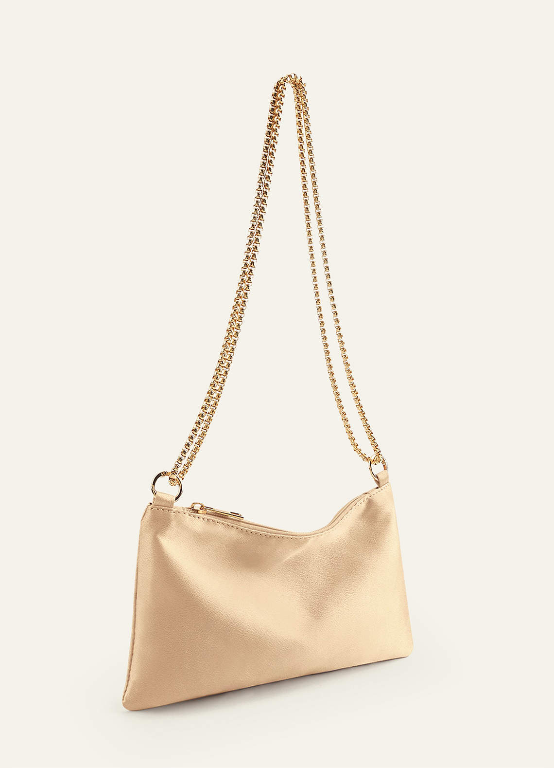 front Matching Color Metallic Satin Adjustable Shoulder Bag