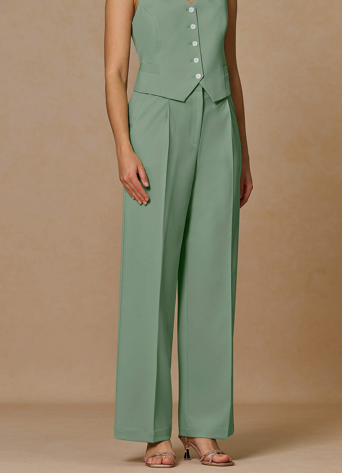 front Rowan Matcha Refined Weave Performance pants