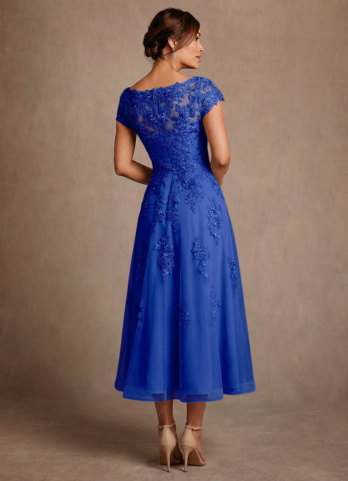Azazie Jolanda Mother of the Bride Dresses Royal Blue A-Line Lace Dress image1