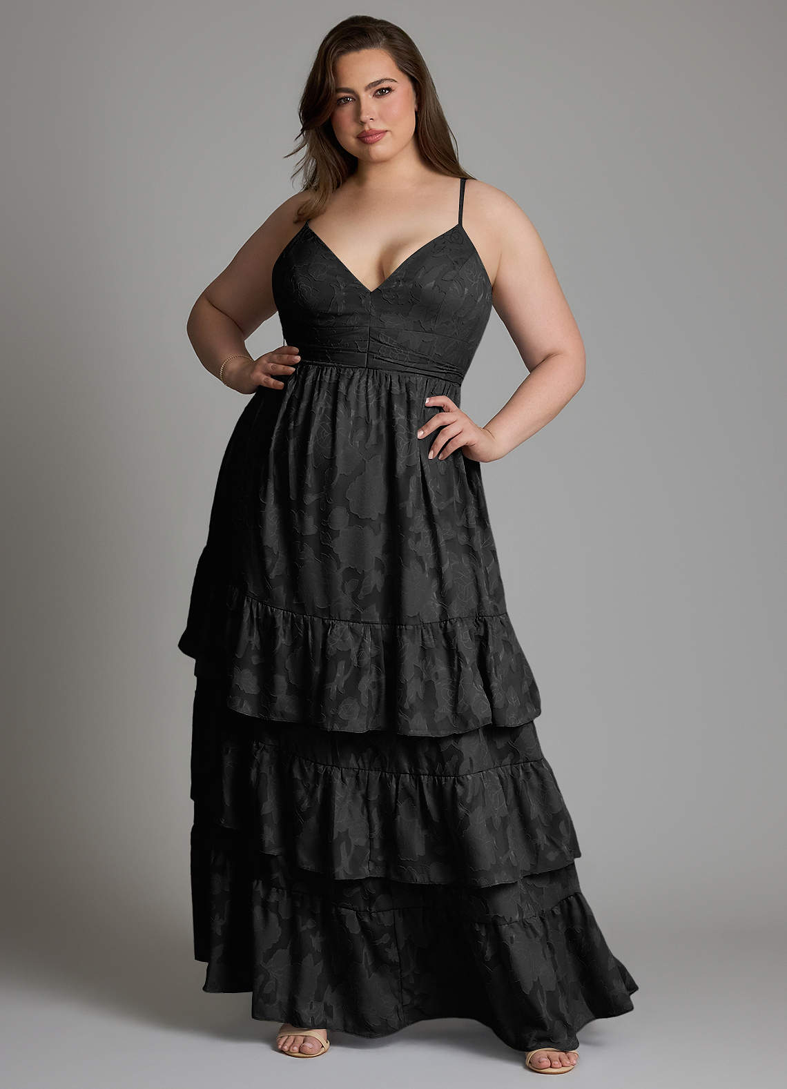 Azazie Nathalia Bridesmaid Dresses Black A-Line Bow Floral Burnout Dress image6