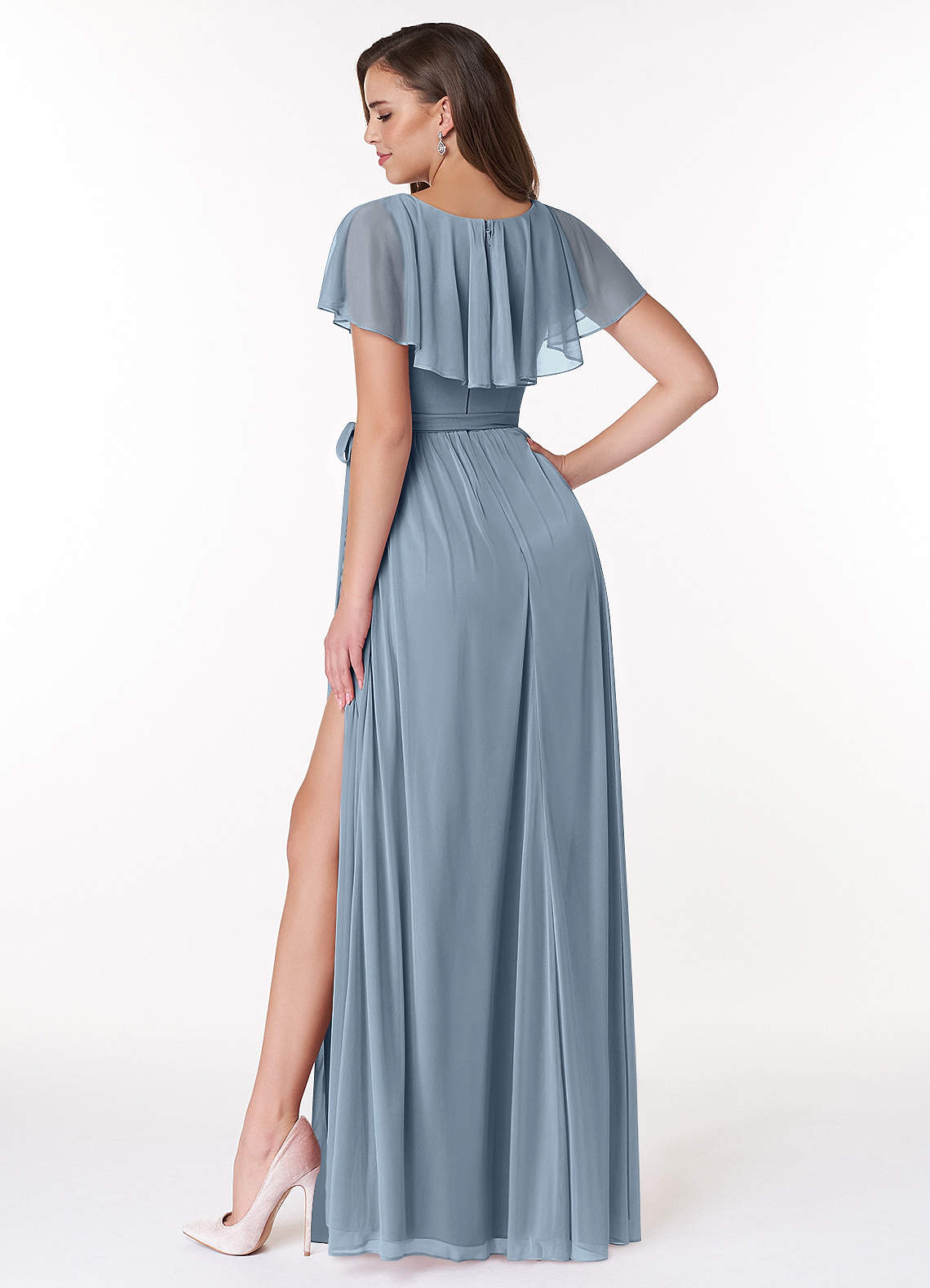 blue floral flowy dress Women Blue and White Floral Maxi Dress â‚¬€œ The Kaftan Company S main image 0