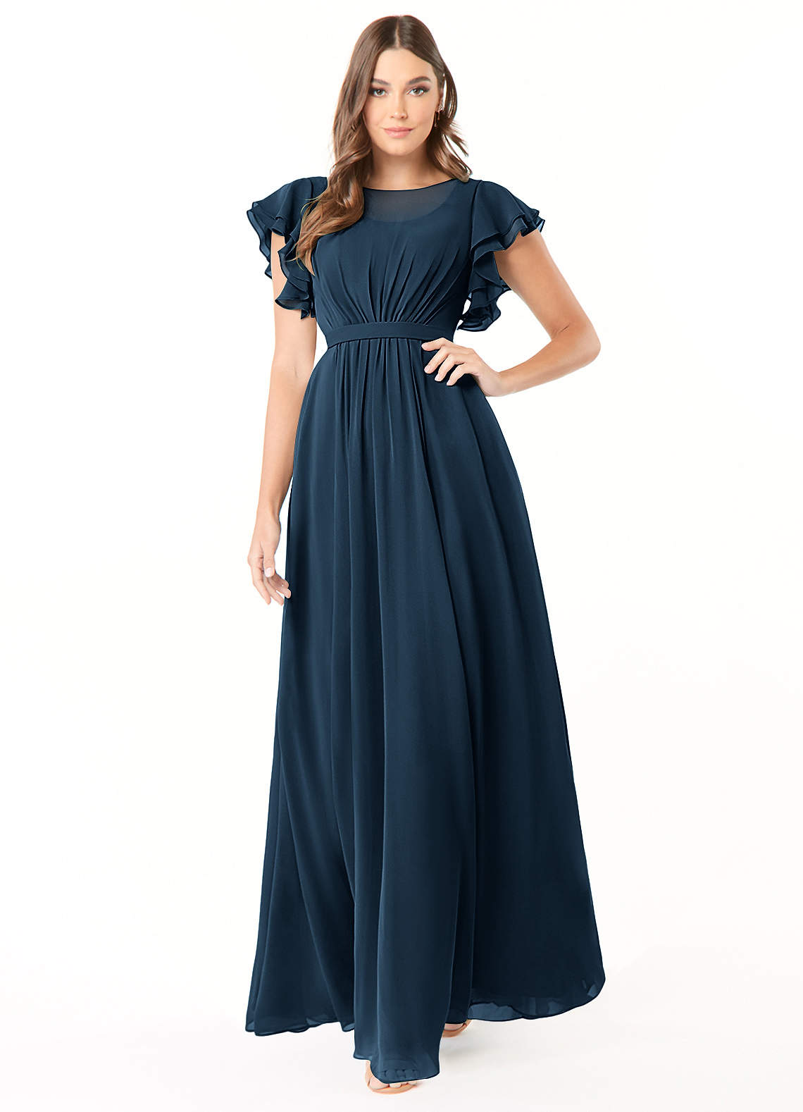 Azazie Daphne Dark Navy Modest Bridesmaid Dresses | Azazie