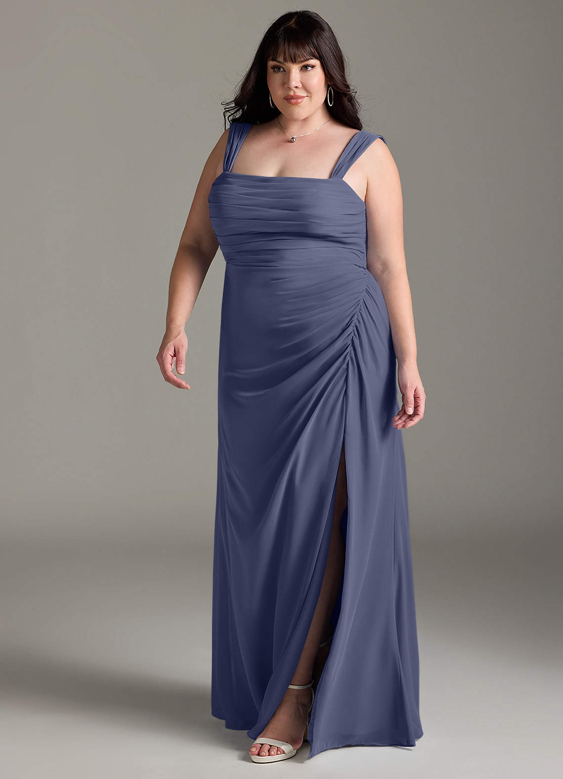 Azazie Jesaphine Bridesmaid Dresses Stormy Sheath Bow Chiffon Dress image11